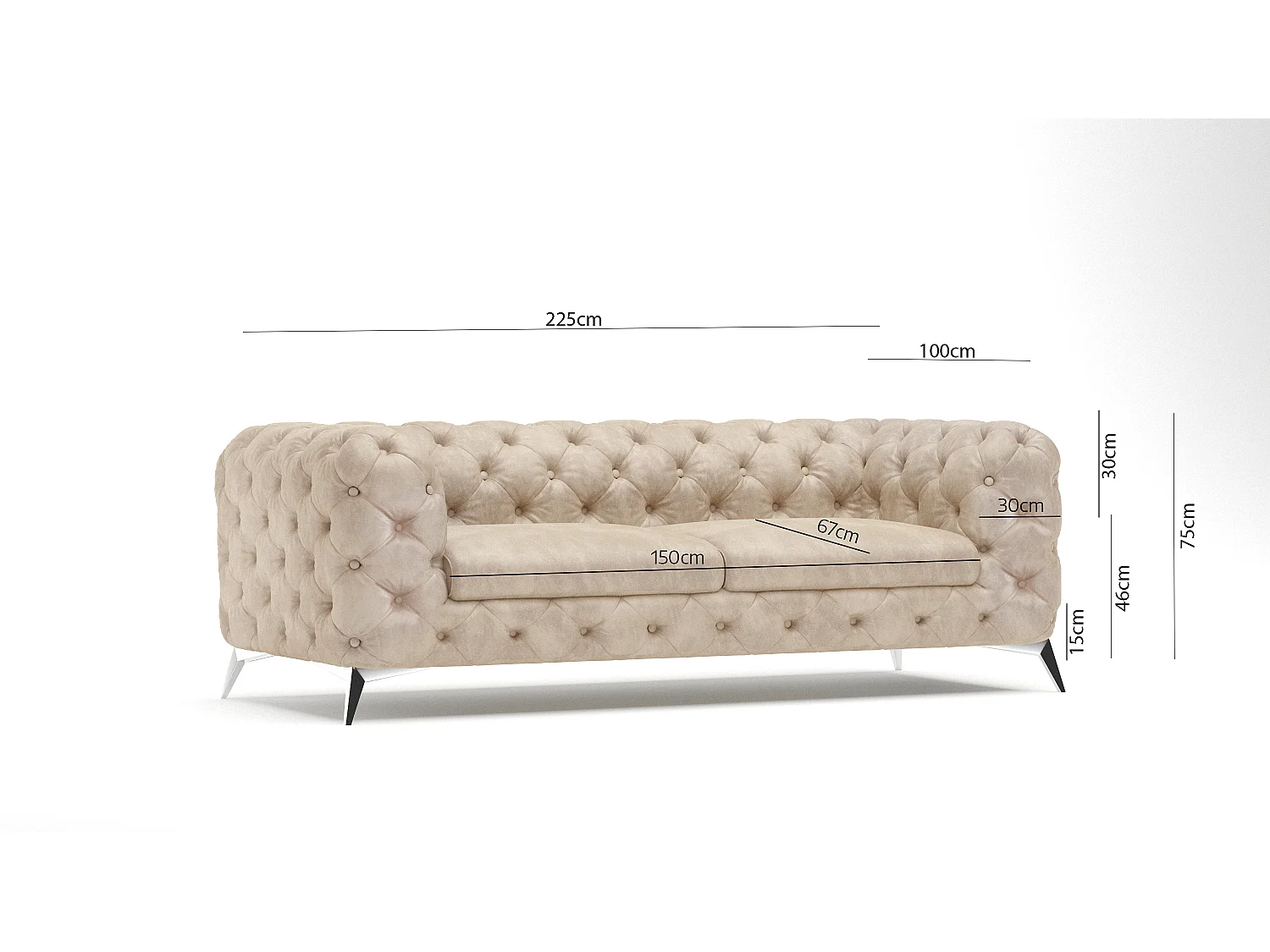 Camilla 3-Sitzer Chesterfield Sofa