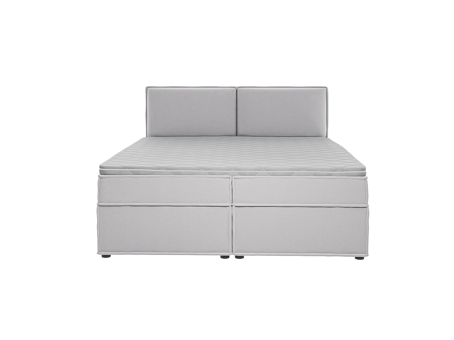 Dexter - Modernes Boxspringbett 180x200 mit Topper und Bettkästen aus Silber Luxusmicrofaser