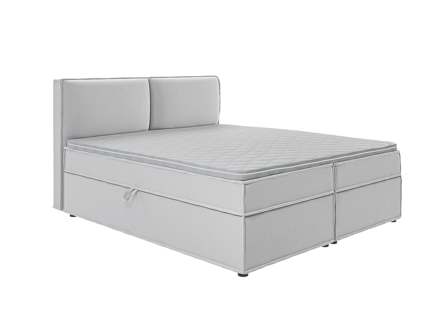 Dexter - Modernes Boxspringbett 180x200 mit Topper und Bettkästen aus Silber Luxusmicrofaser