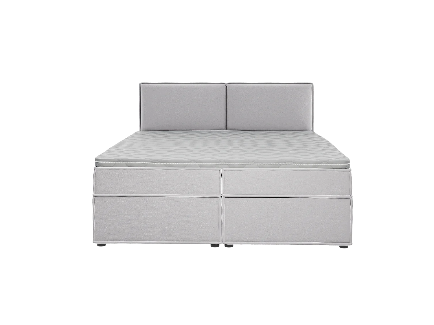 Dexter - Modernes Boxspringbett 180x200 mit Topper und Bettkästen aus Silber Luxusmicrofaser