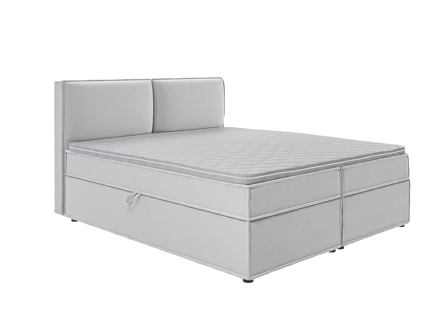 Dexter - Modernes Boxspringbett 180x200 mit Topper und Bettkästen aus Silber Luxusmicrofaser