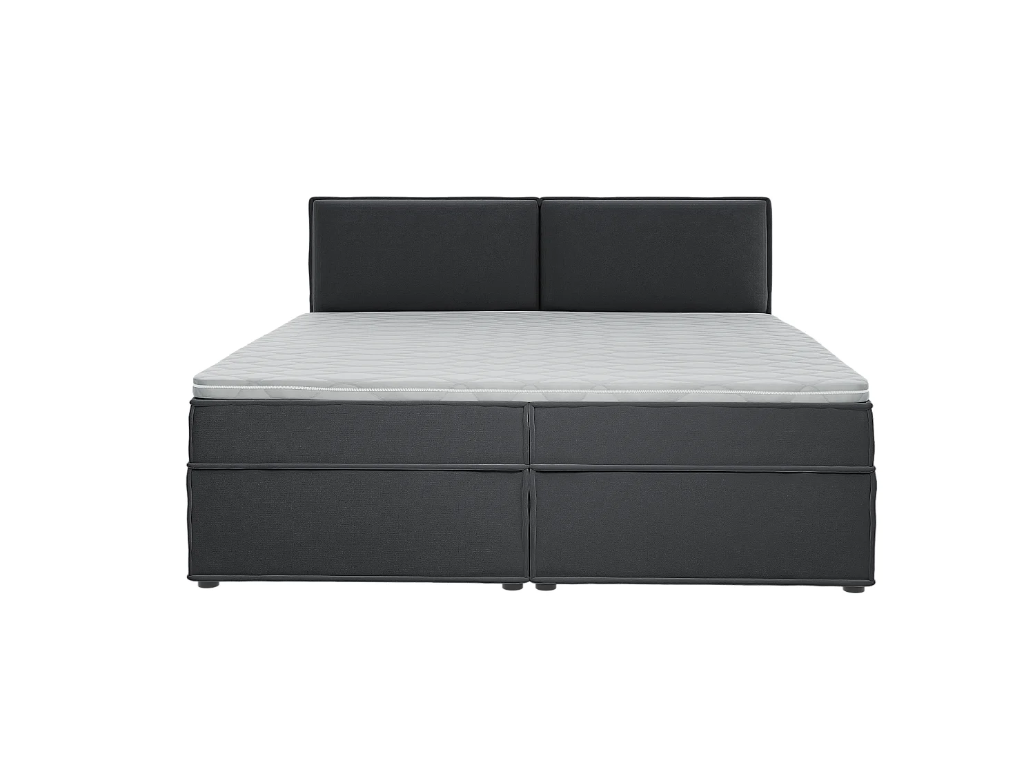 Dexter - Modernes Boxspringbett 200x200 mit Topper und Bettkästen aus Graphit Luxusmicrofaser