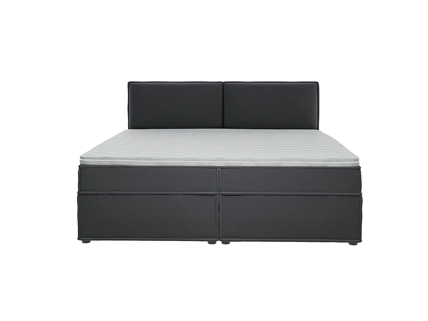 Dexter - Modernes Boxspringbett 200x200 mit Topper und Bettkästen aus Graphit Luxusmicrofaser
