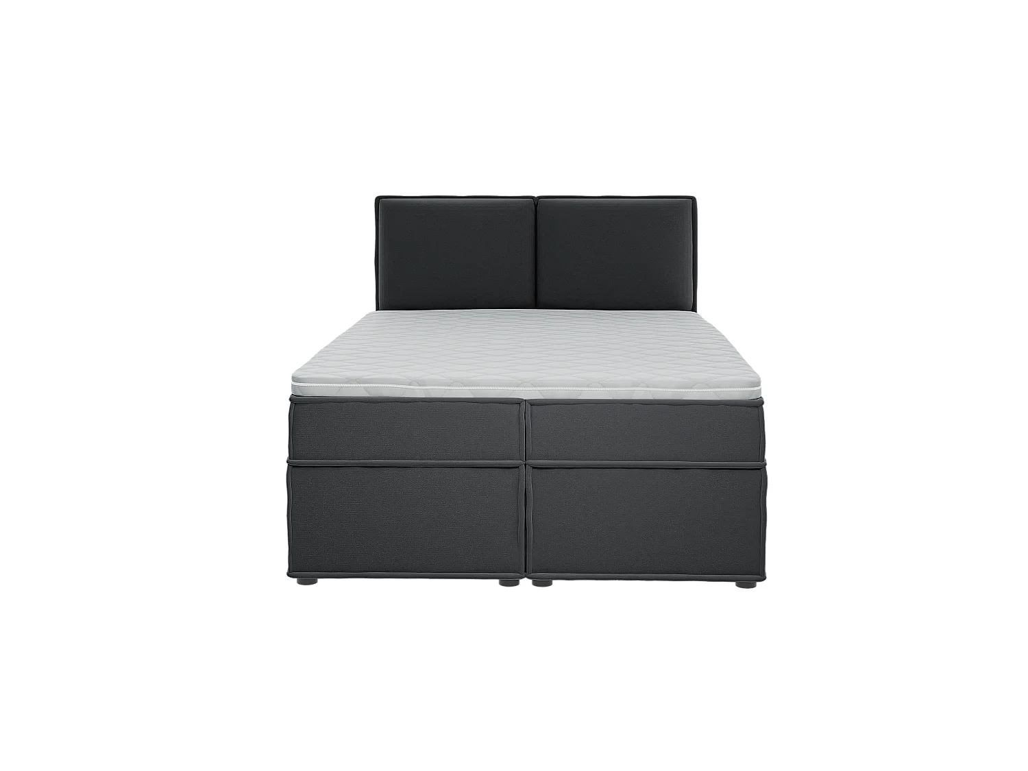 Dexter - Modernes Boxspringbett 140x200 mit Topper und Bettkästen aus Graphit Luxusmicrofaser