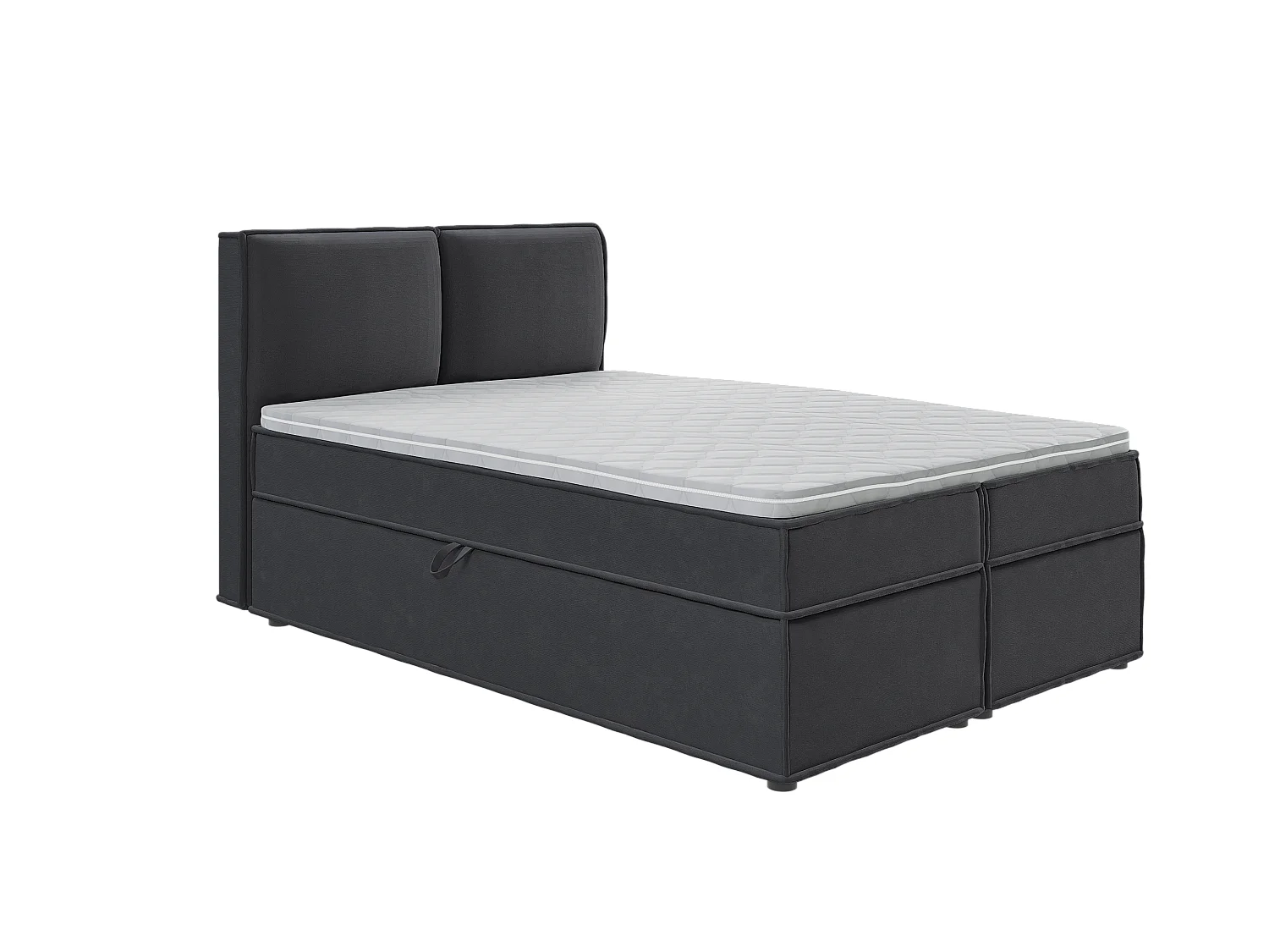 Dexter - Modernes Boxspringbett 140x200 mit Topper und Bettkästen aus Graphit Luxusmicrofaser