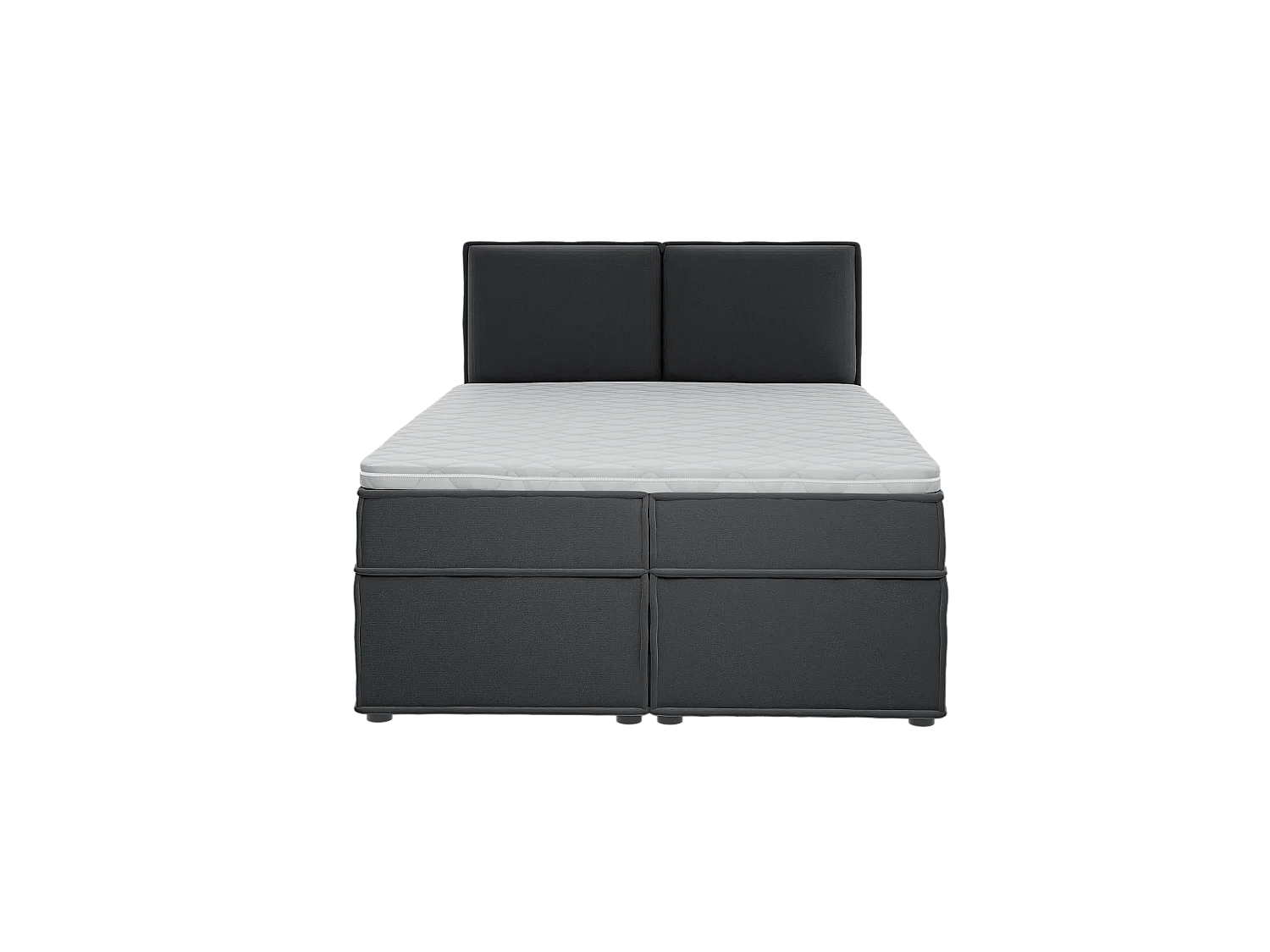 Dexter - Modernes Boxspringbett 140x200 mit Topper und Bettkästen aus Graphit Luxusmicrofaser