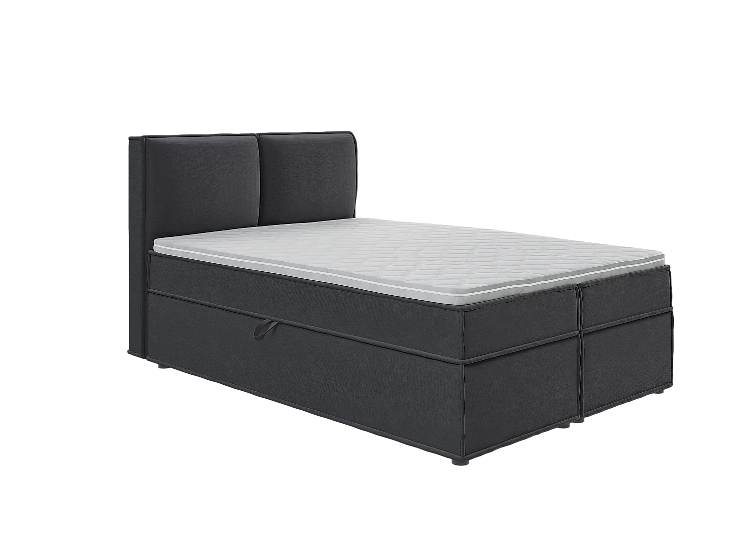 Dexter - Modernes Boxspringbett 140x200 mit Topper und Bettkästen aus Graphit Luxusmicrofaser