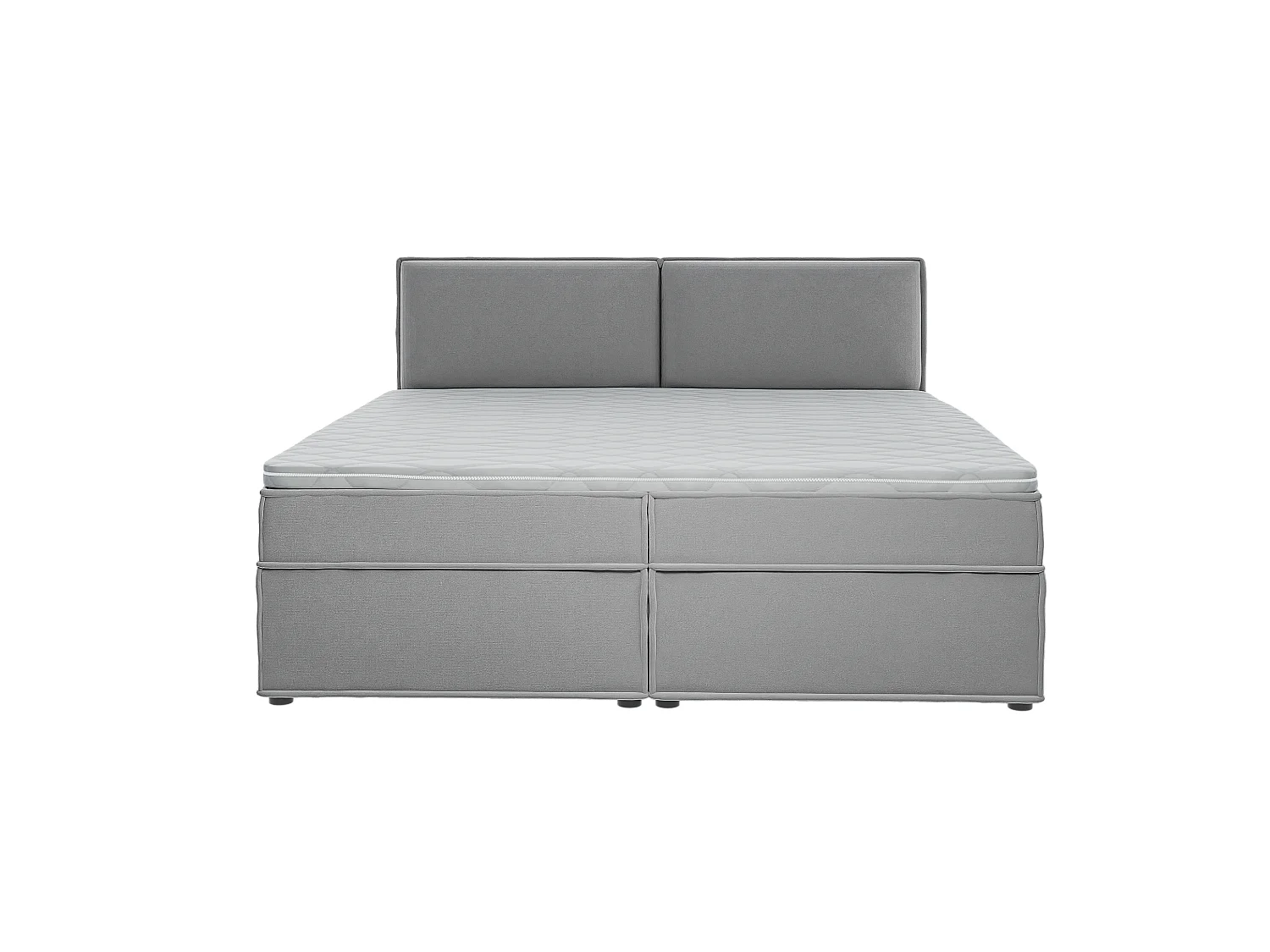 Dexter - Modernes Boxspringbett 200x200 mit Topper und Bettkästen aus Grau Luxusmicrofaser