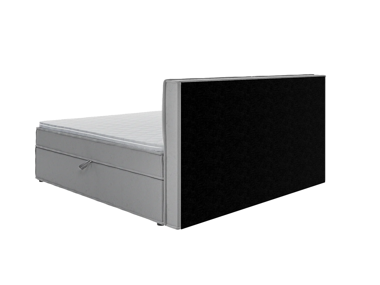 Dexter - Modernes Boxspringbett 200x200 mit Topper und Bettkästen aus Grau Luxusmicrofaser