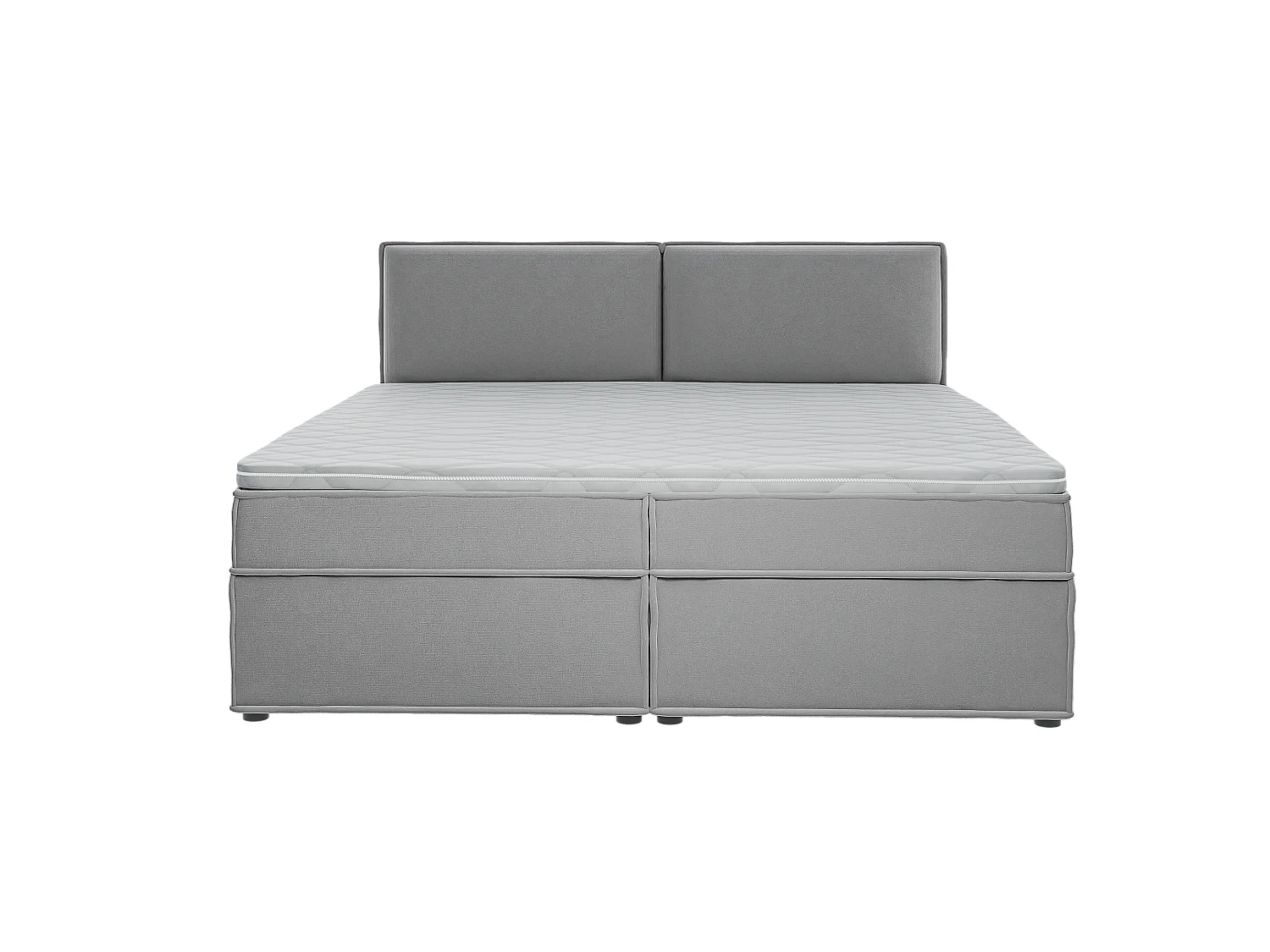 Dexter - Modernes Boxspringbett 200x200 mit Topper und Bettkästen aus Grau Luxusmicrofaser