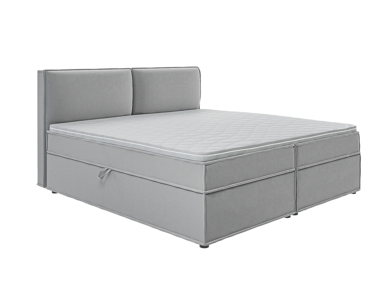 Dexter - Modernes Boxspringbett 200x200 mit Topper und Bettkästen aus Grau Luxusmicrofaser