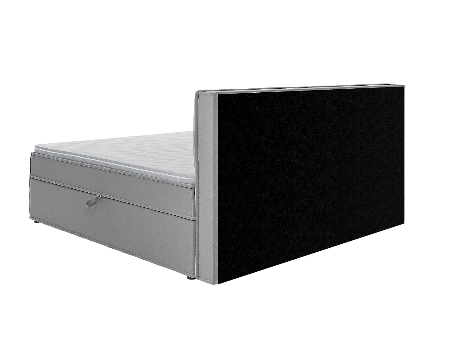 Dexter - Modernes Boxspringbett 200x200 mit Topper und Bettkästen aus Grau Luxusmicrofaser