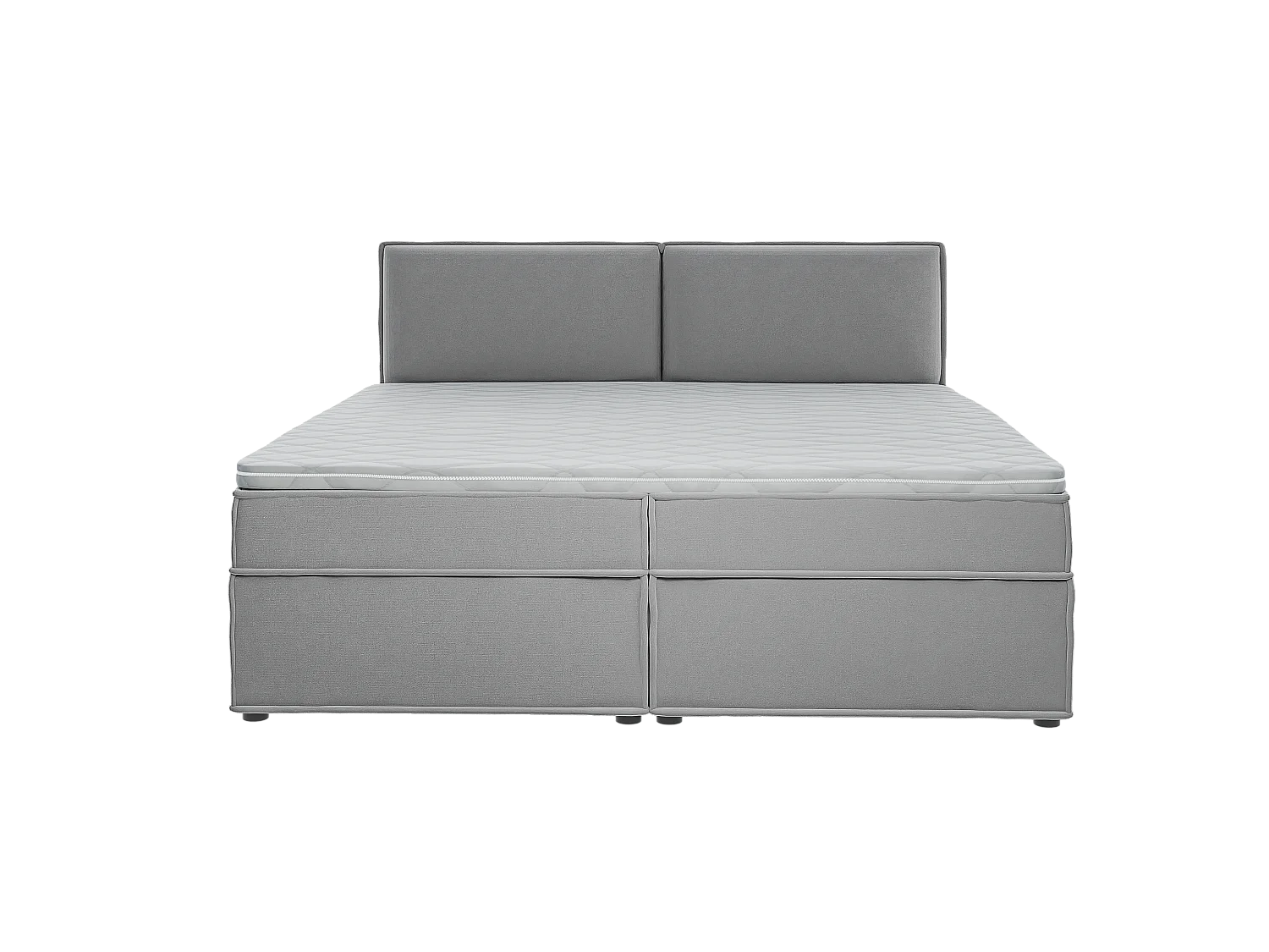 Dexter - Modernes Boxspringbett 200x200 mit Topper und Bettkästen aus Grau Luxusmicrofaser