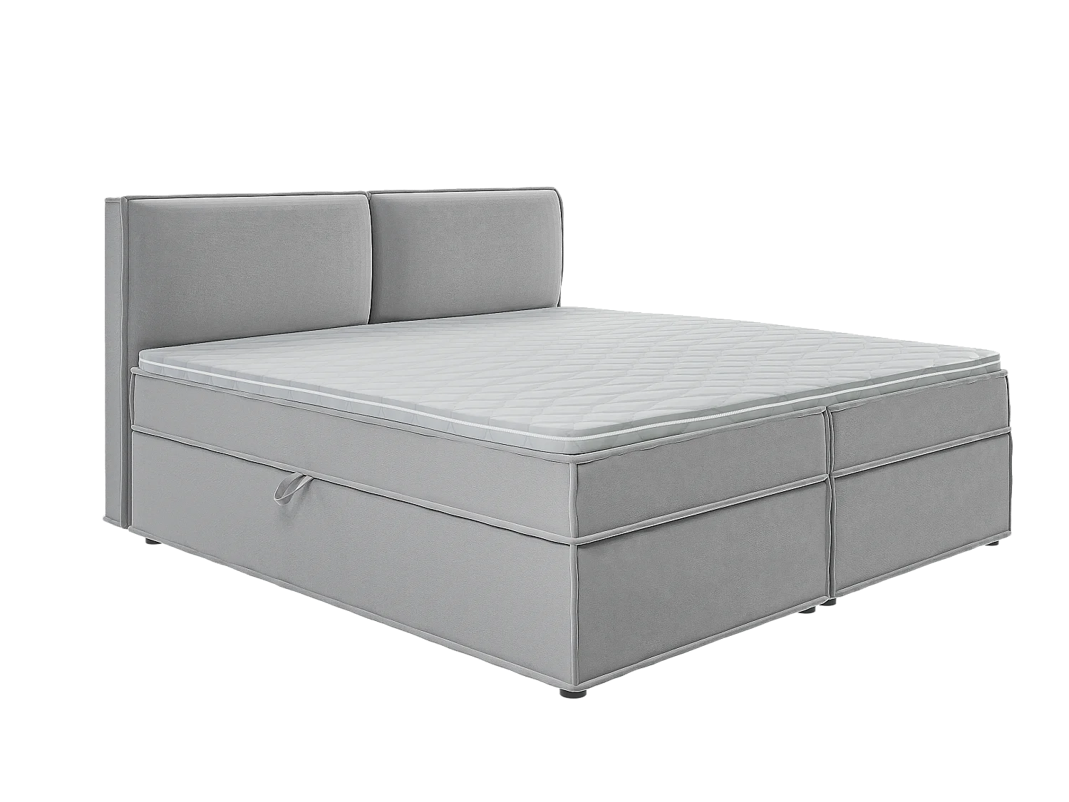 Dexter - Modernes Boxspringbett 200x200 mit Topper und Bettkästen aus Grau Luxusmicrofaser