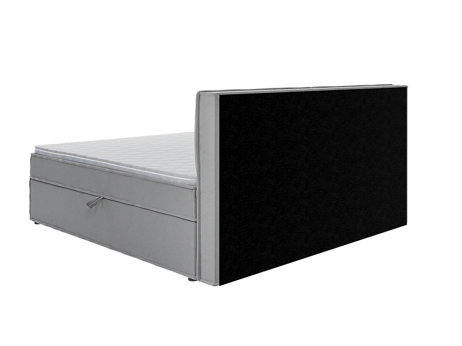 Dexter - Modernes Boxspringbett 200x200 mit Topper und Bettkästen aus Grau Luxusmicrofaser