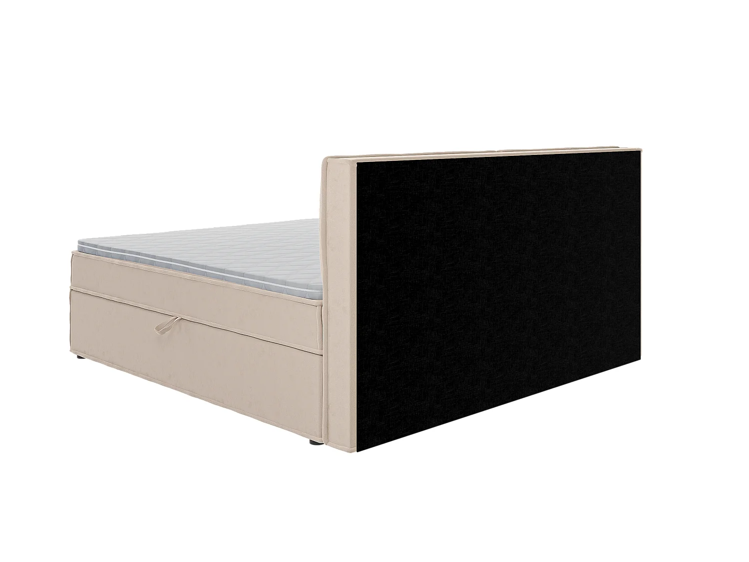 Dexter - Modernes Boxspringbett 200x200 mit Topper und Bettkästen aus Beige Luxusmicrofaser