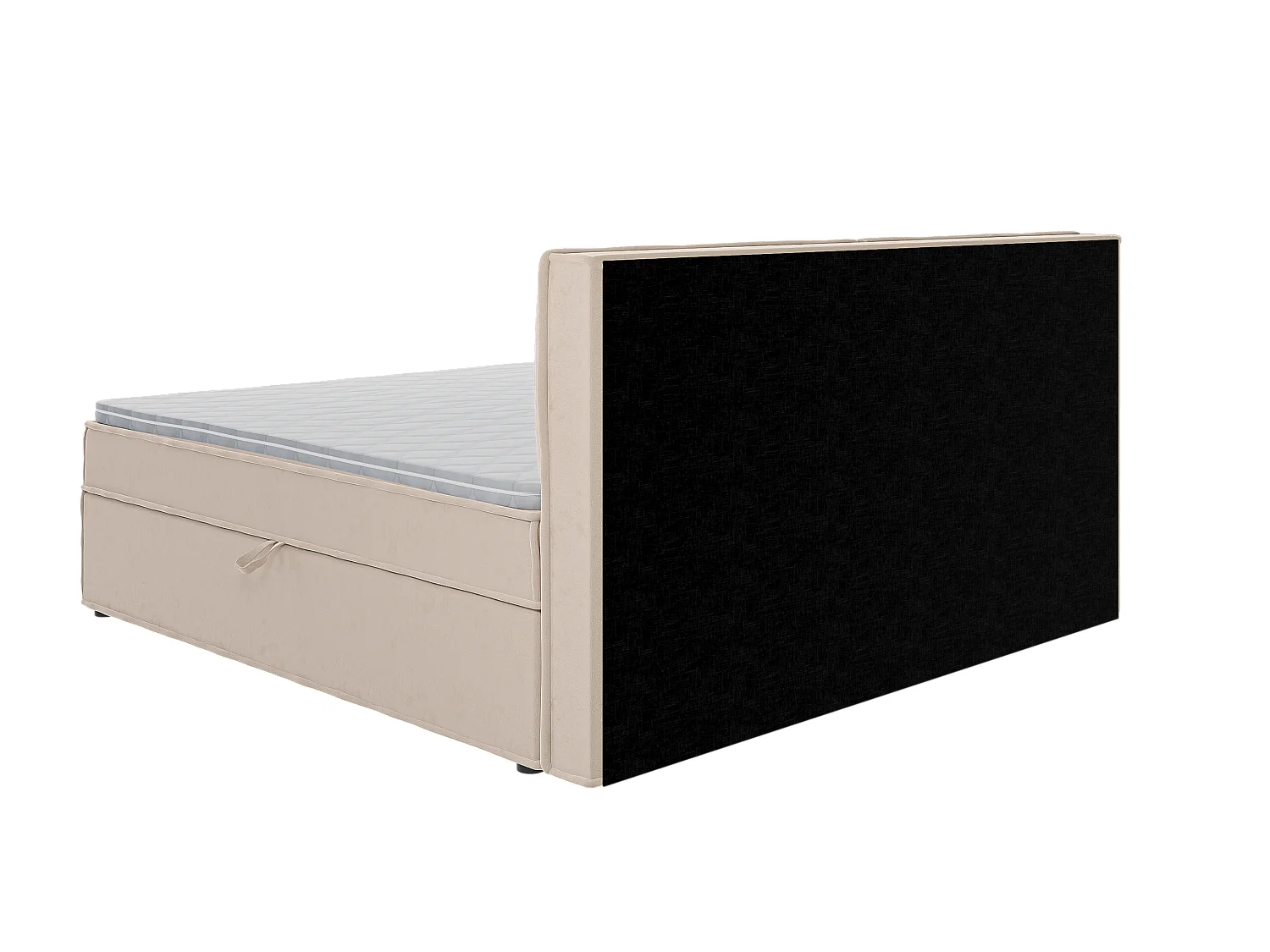 Dexter - Modernes Boxspringbett 200x200 mit Topper und Bettkästen aus Beige Luxusmicrofaser