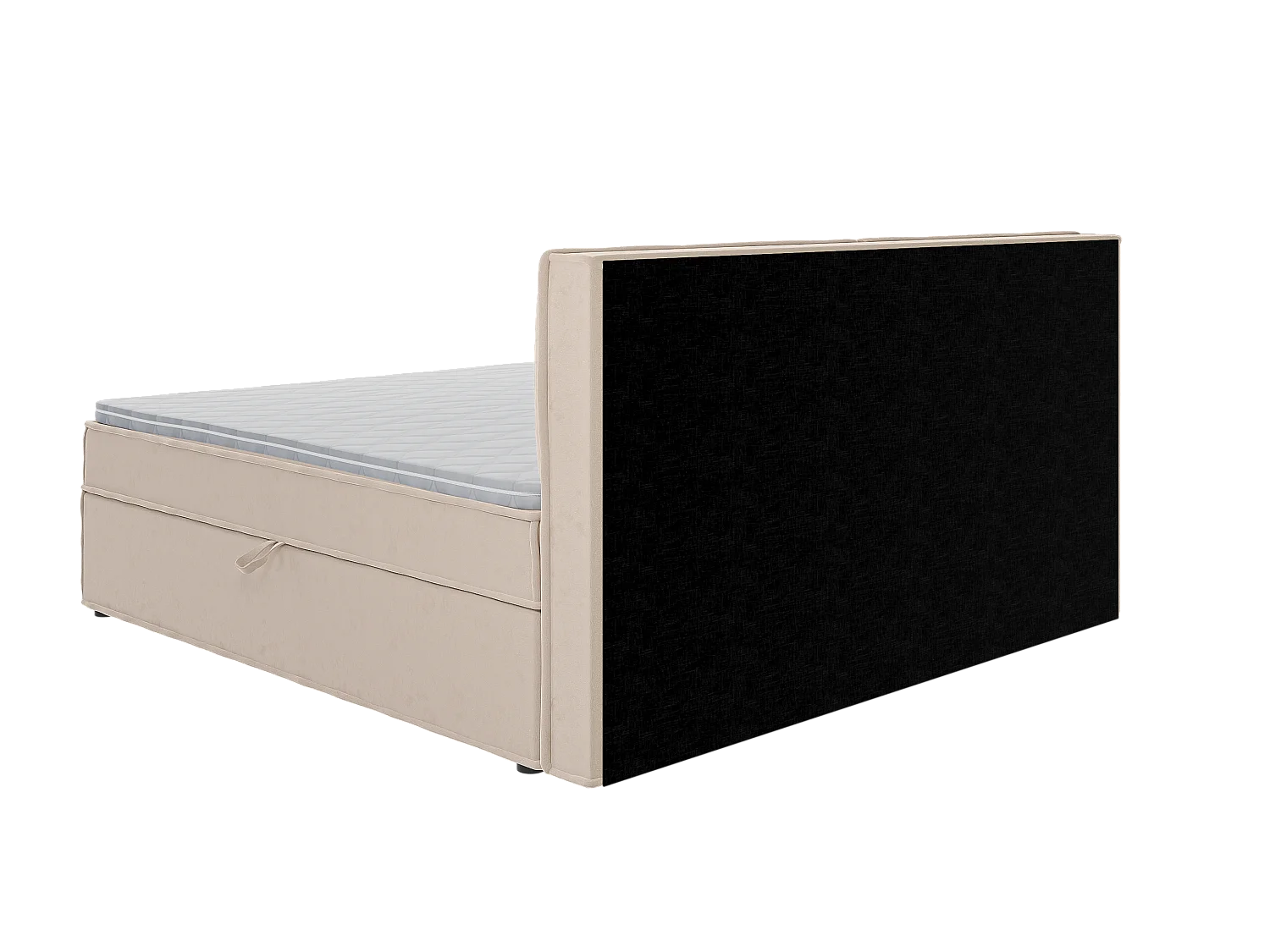 Dexter - Modernes Boxspringbett 200x200 mit Topper und Bettkästen aus Beige Luxusmicrofaser