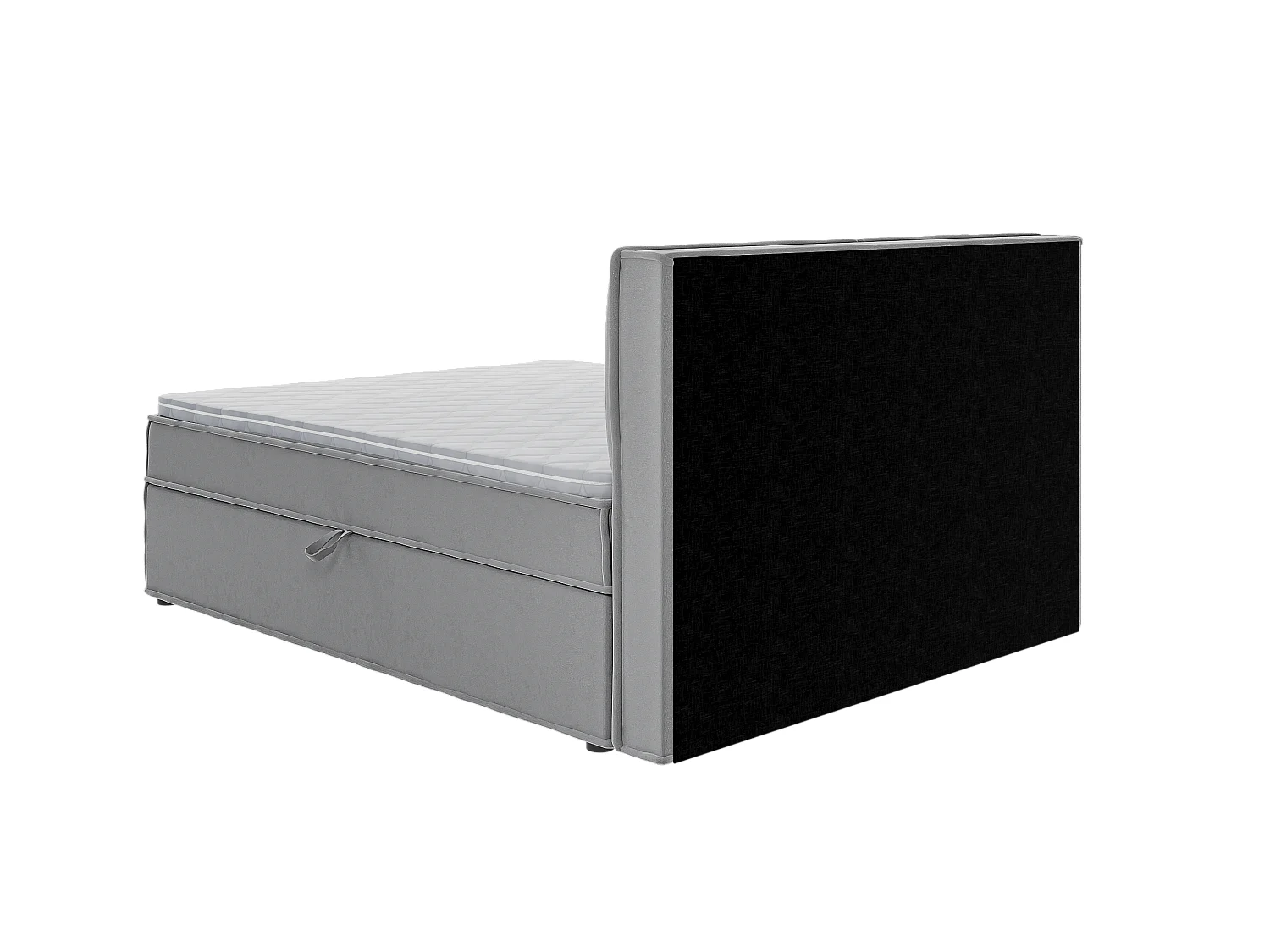 Dexter - Modernes Boxspringbett 160x200 mit Topper und Bettkästen aus Grau Luxusmicrofaser