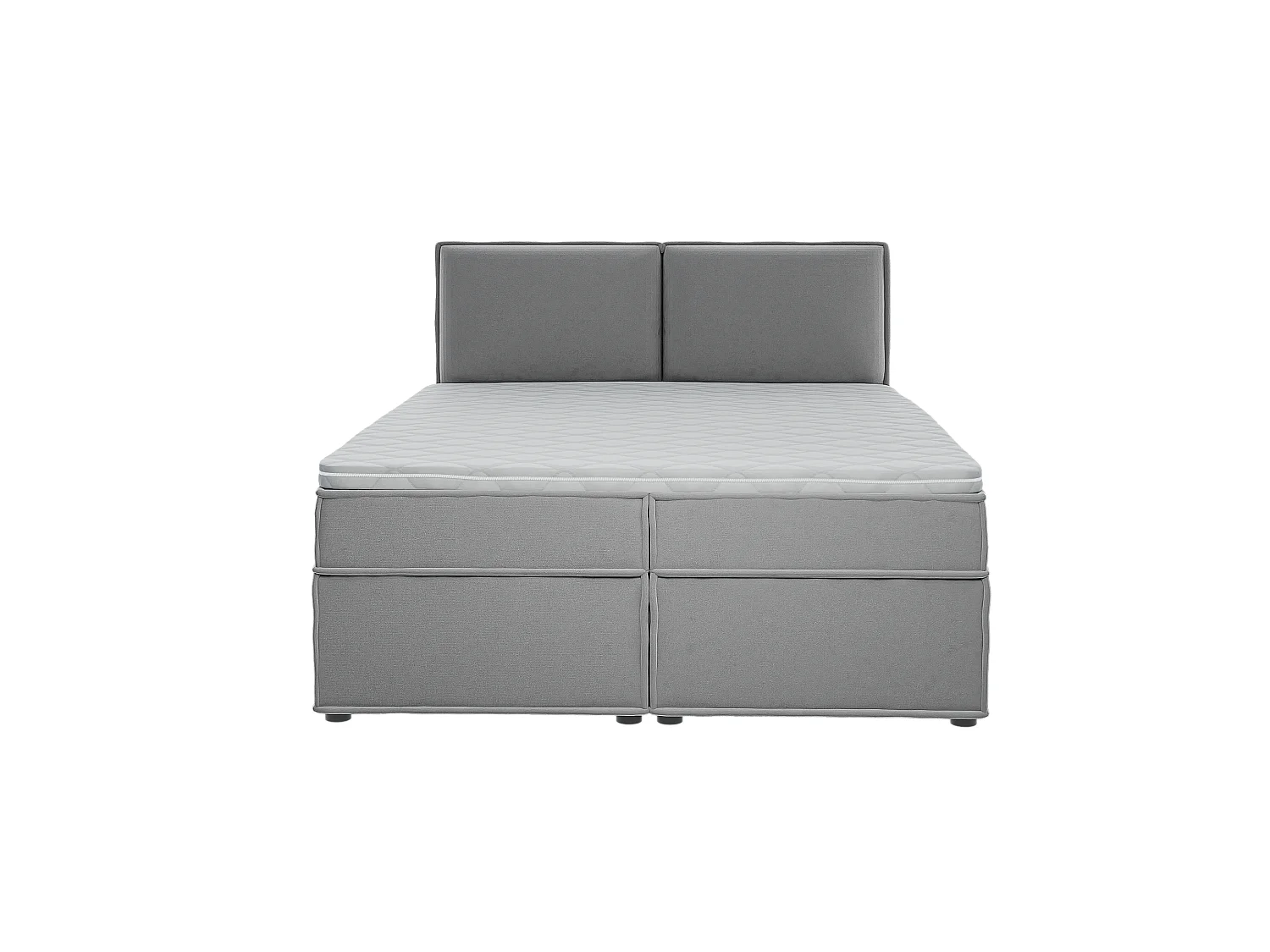 Dexter - Modernes Boxspringbett 160x200 mit Topper und Bettkästen aus Grau Luxusmicrofaser