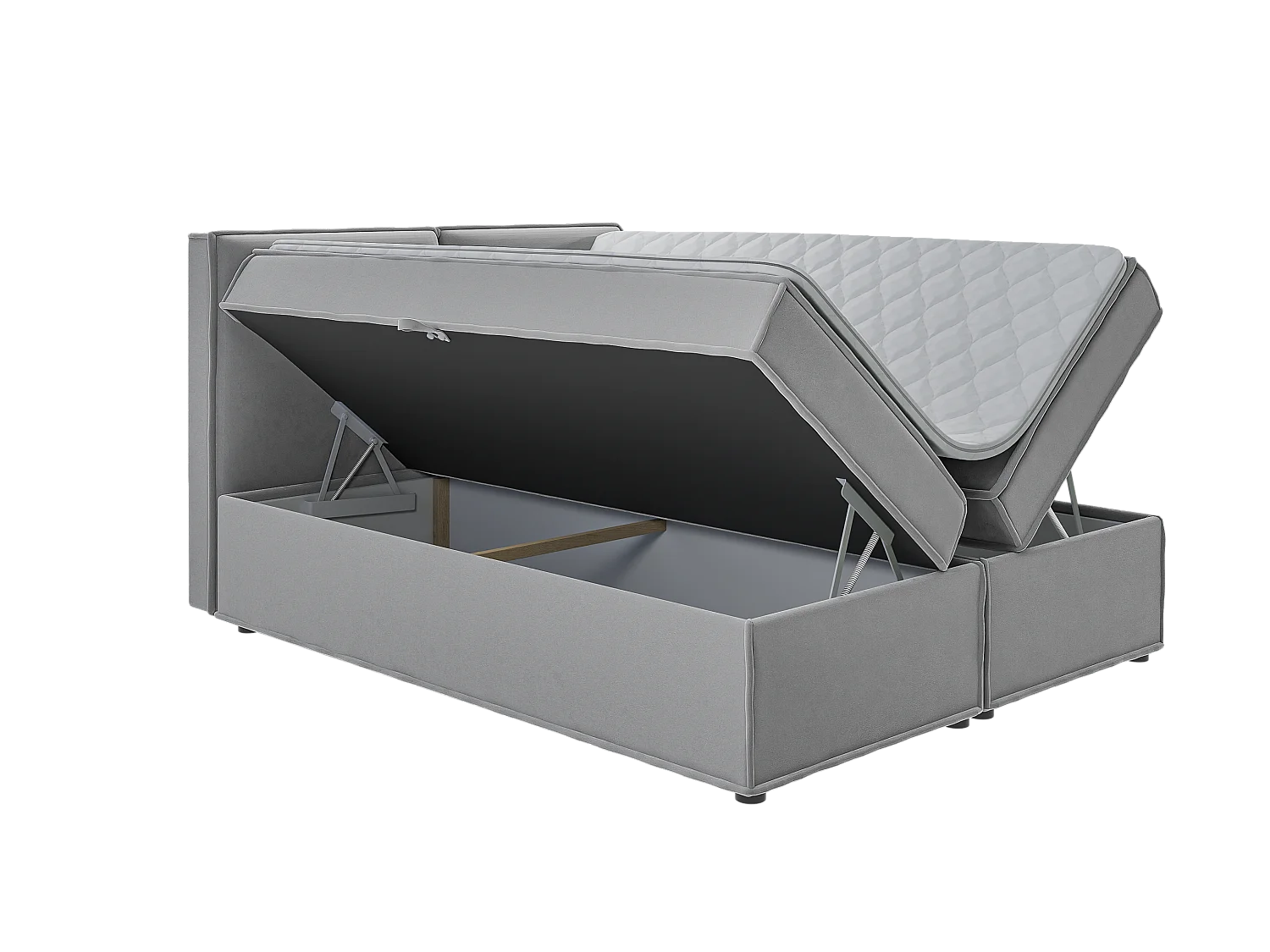 Dexter - Modernes Boxspringbett 160x200 mit Topper und Bettkästen aus Grau Luxusmicrofaser