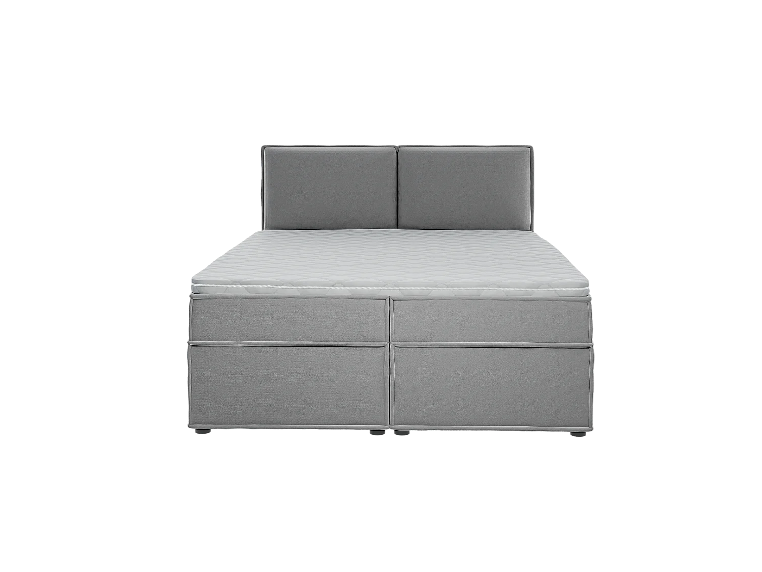 Dexter - Modernes Boxspringbett 160x200 mit Topper und Bettkästen aus Grau Luxusmicrofaser