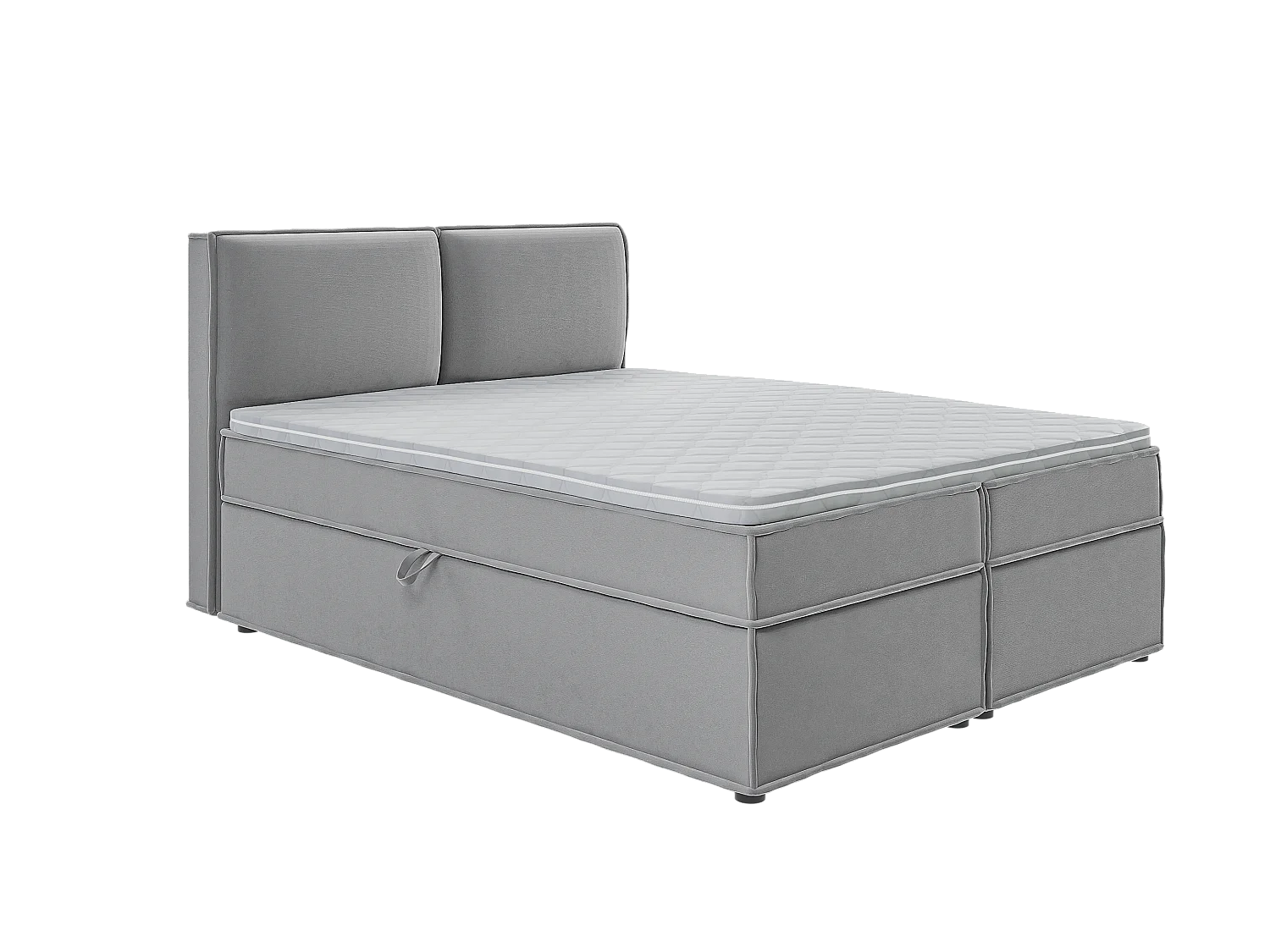 Dexter - Modernes Boxspringbett 160x200 mit Topper und Bettkästen aus Grau Luxusmicrofaser