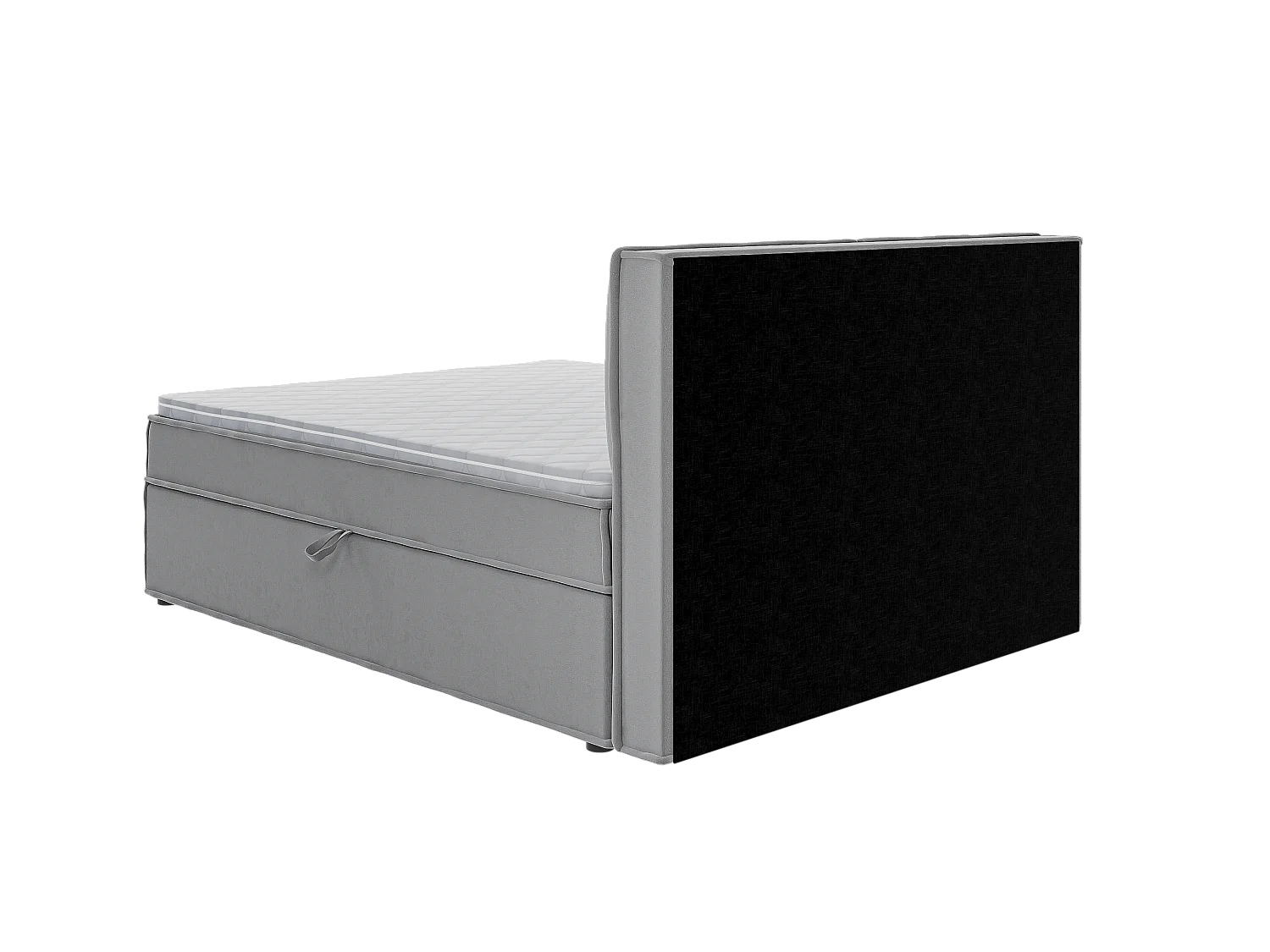 Dexter - Modernes Boxspringbett 160x200 mit Topper und Bettkästen aus Grau Luxusmicrofaser