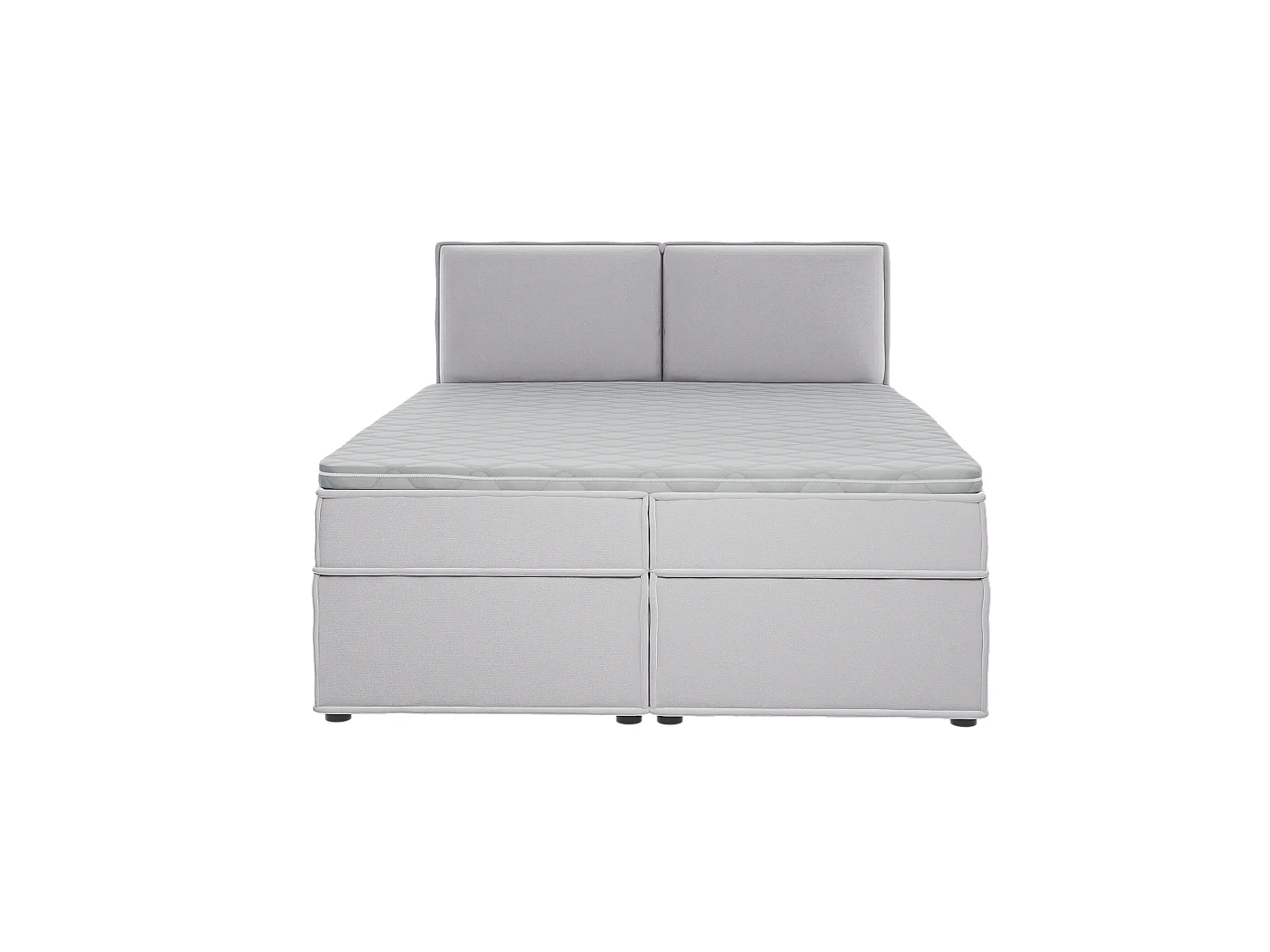 Dexter - Modernes Boxspringbett 160x200 mit Topper und Bettkästen aus Silber Luxusmicrofaser