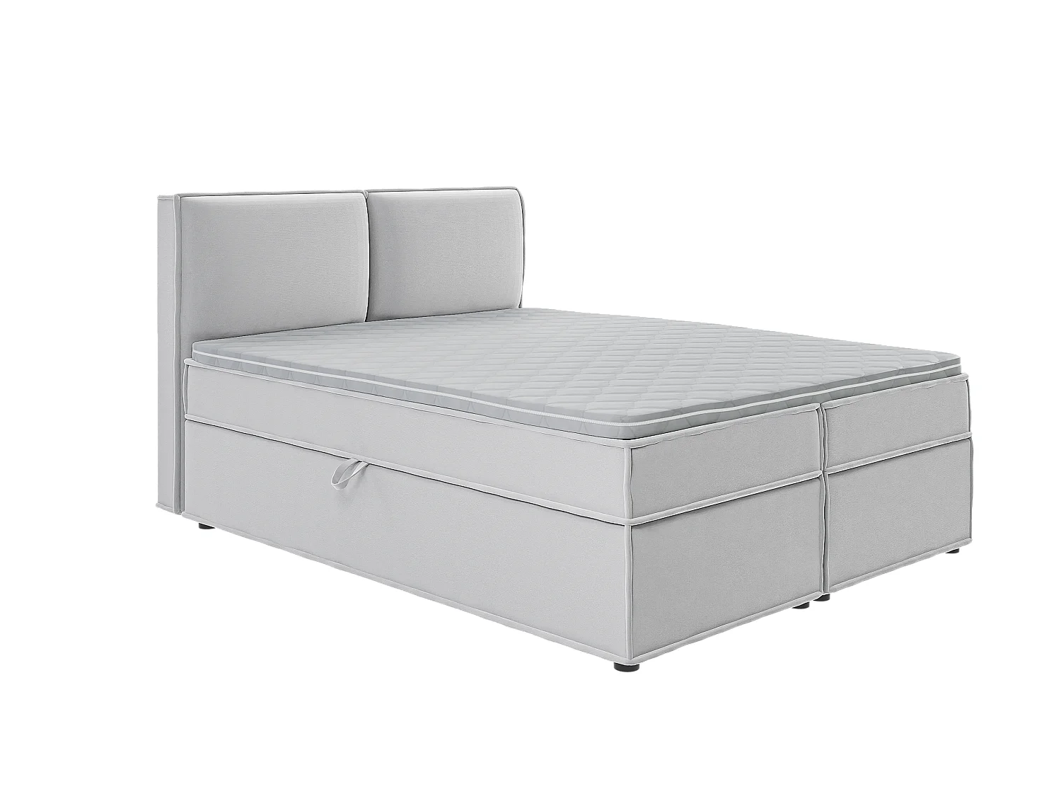 Dexter - Modernes Boxspringbett 160x200 mit Topper und Bettkästen aus Silber Luxusmicrofaser