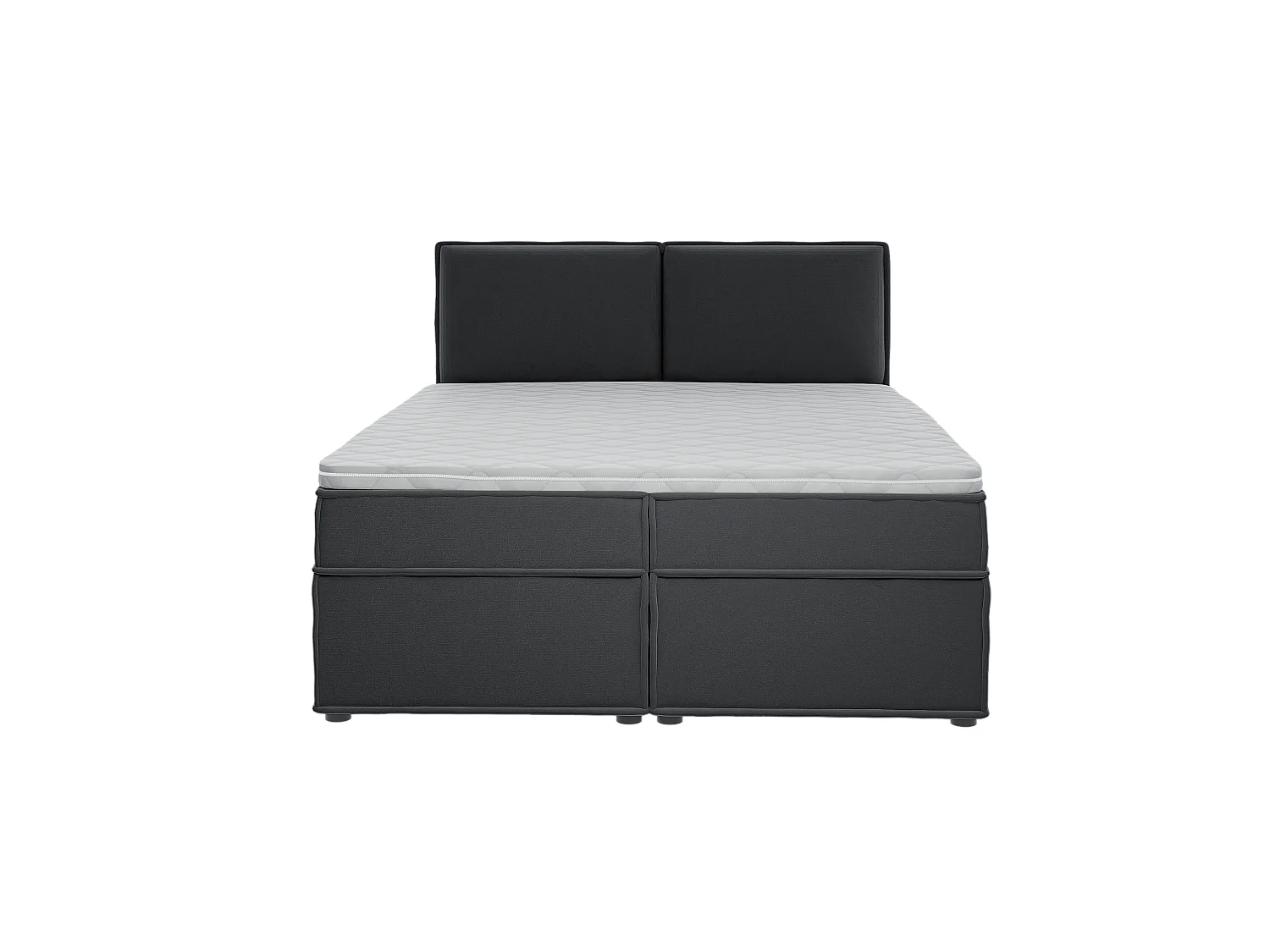 Dexter - Modernes Boxspringbett 160x200 mit Topper und Bettkästen aus Graphit Luxusmicrofaser