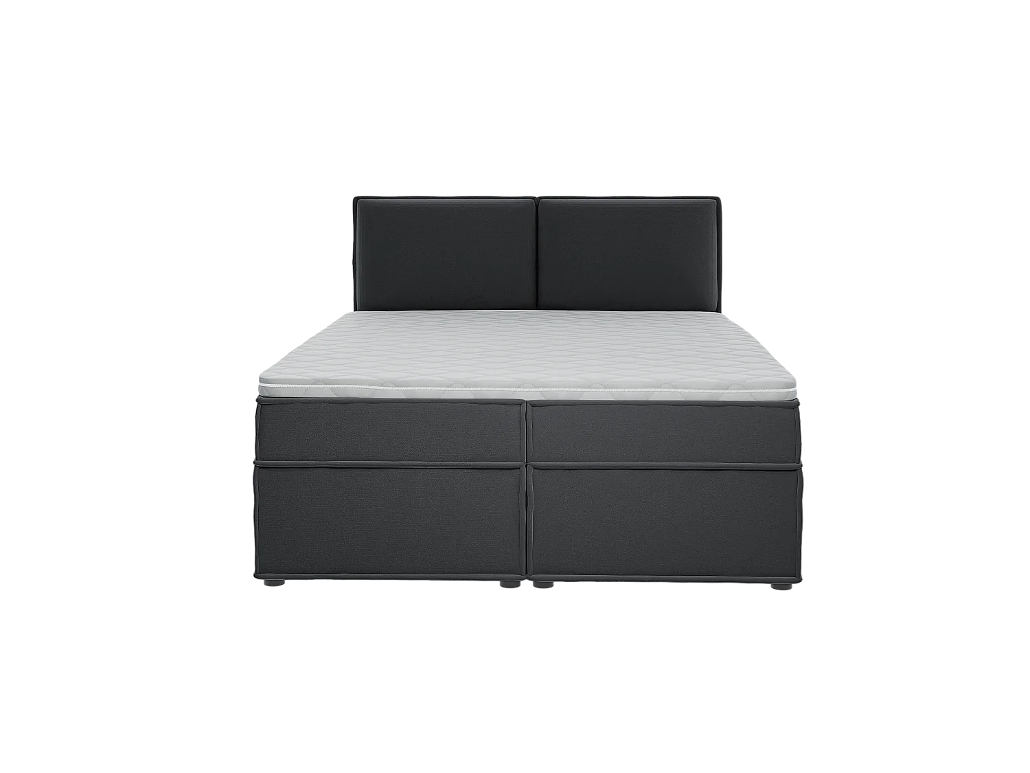 Dexter - Modernes Boxspringbett 160x200 mit Topper und Bettkästen aus Graphit Luxusmicrofaser