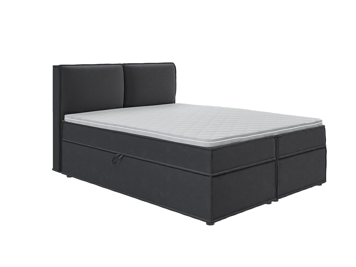 Dexter - Modernes Boxspringbett 160x200 mit Topper und Bettkästen aus Graphit Luxusmicrofaser