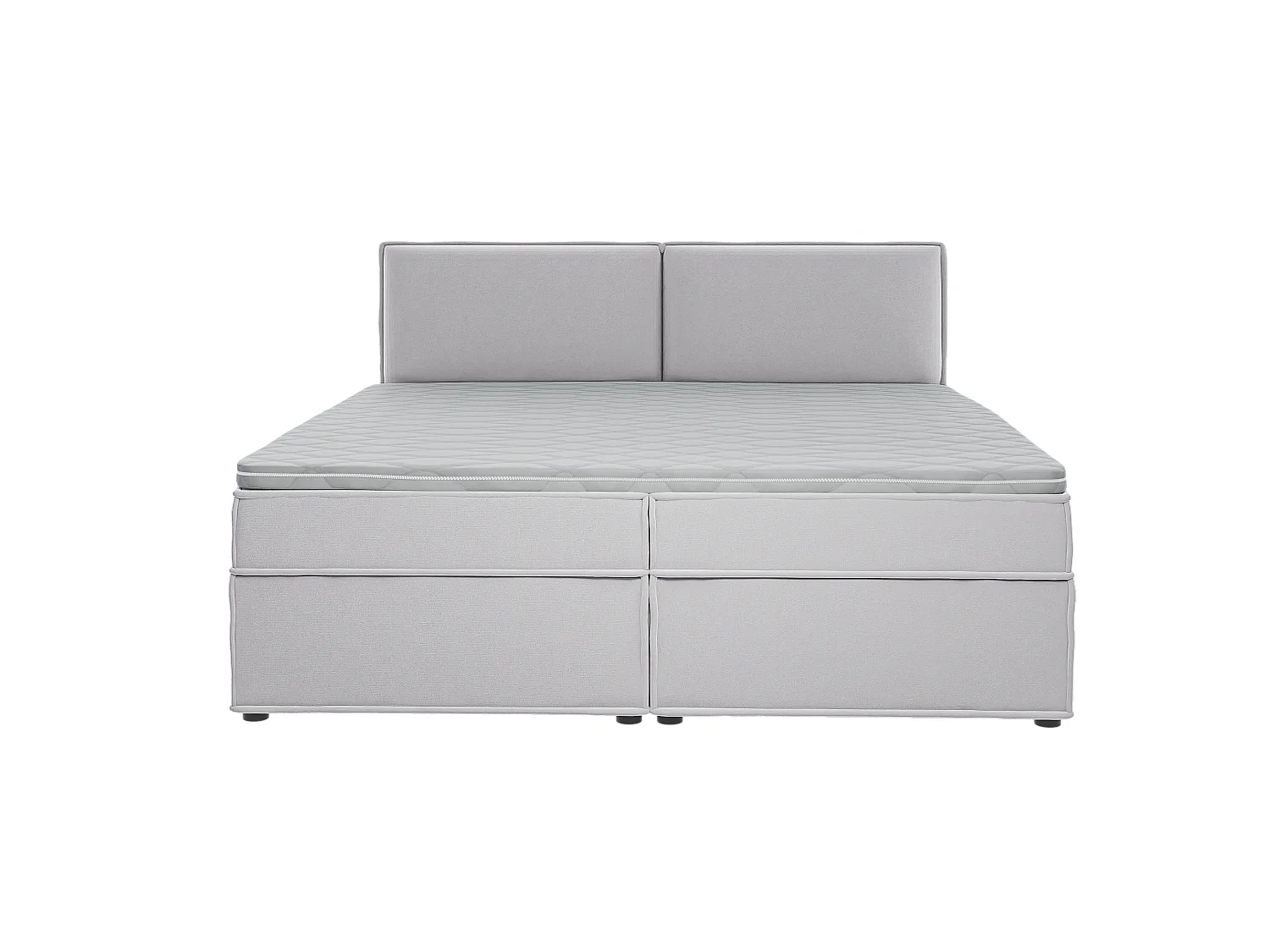 Dexter - Modernes Boxspringbett 200x200 mit Topper und Bettkästen aus Silber Luxusmicrofaser