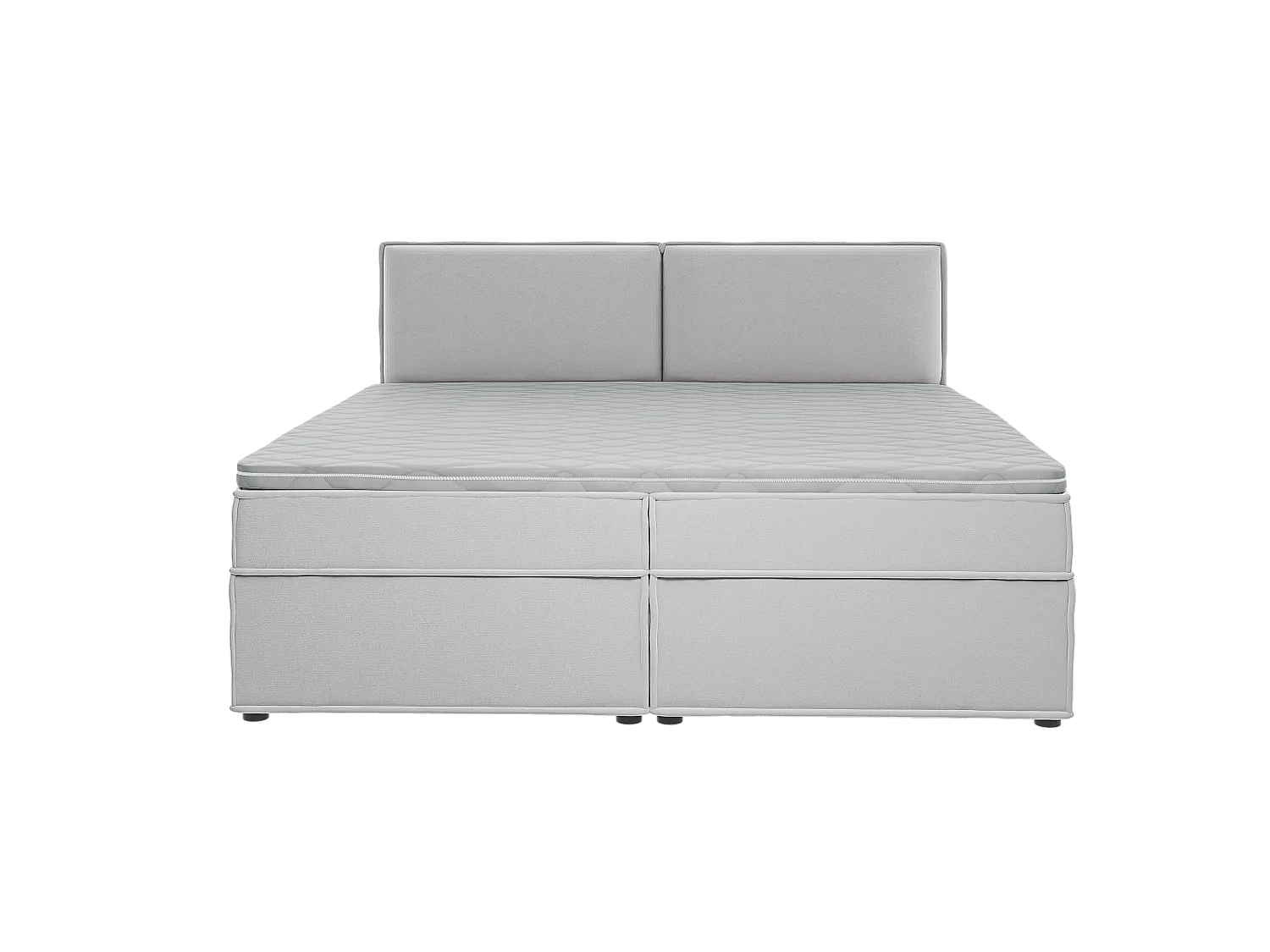 Dexter - Modernes Boxspringbett 200x200 mit Topper und Bettkästen aus Silber Luxusmicrofaser