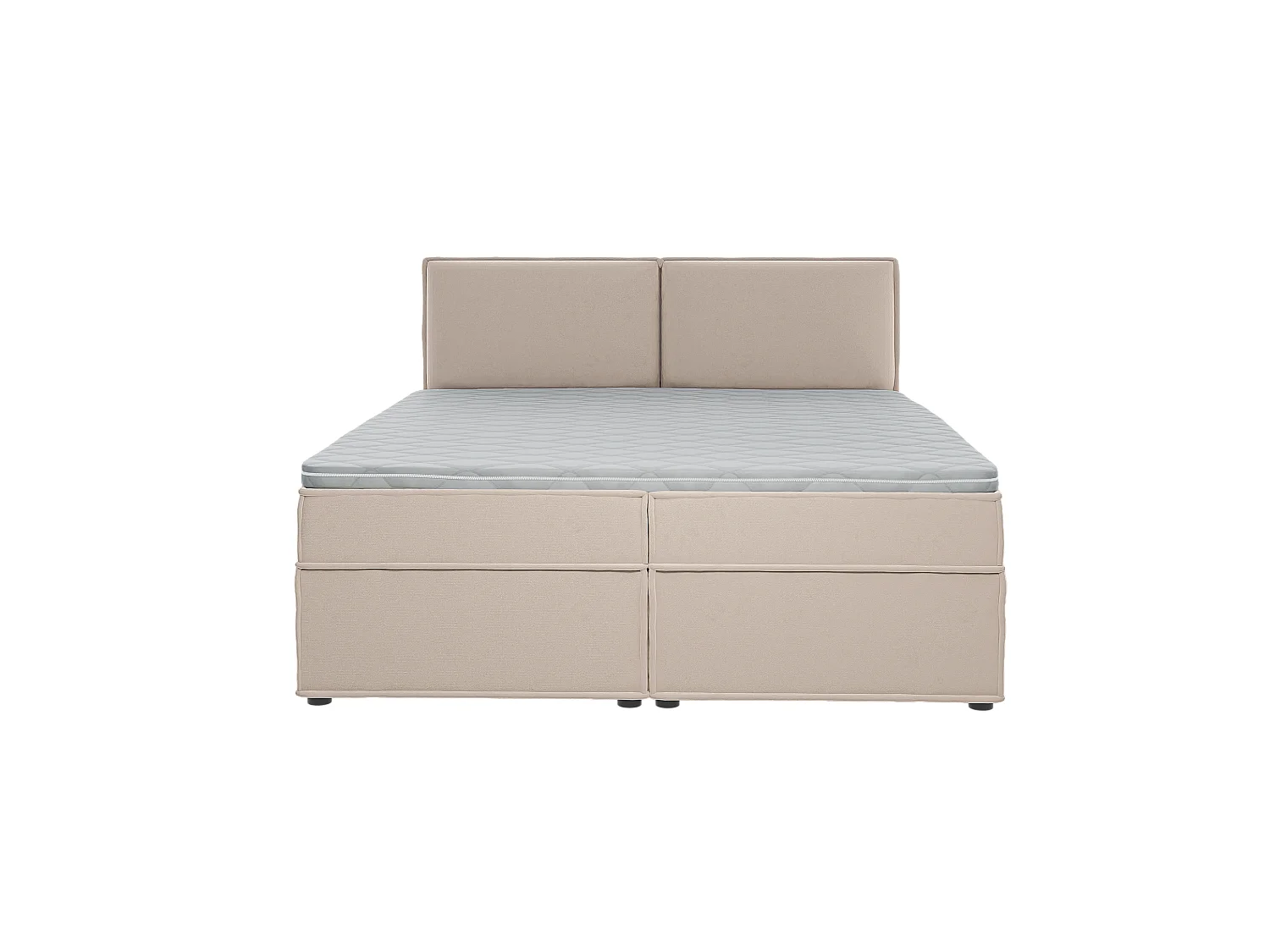 Dexter - Modernes Boxspringbett 180x200 mit Topper und Bettkästen aus Beige Luxusmicrofaser
