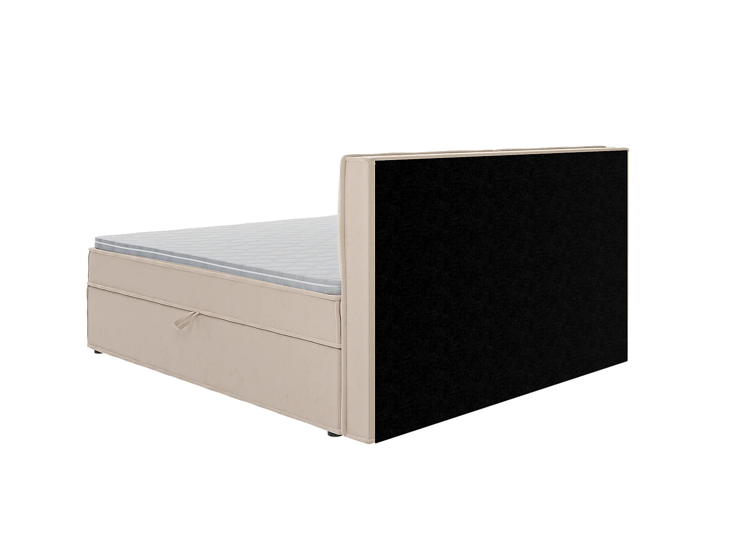 Dexter - Modernes Boxspringbett 180x200 mit Topper und Bettkästen aus Beige Luxusmicrofaser