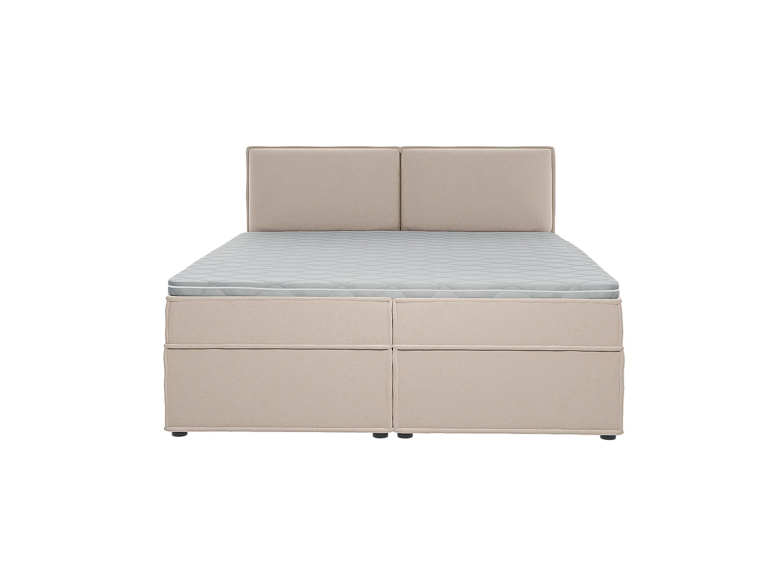 Dexter - Modernes Boxspringbett 180x200 mit Topper und Bettkästen aus Beige Luxusmicrofaser
