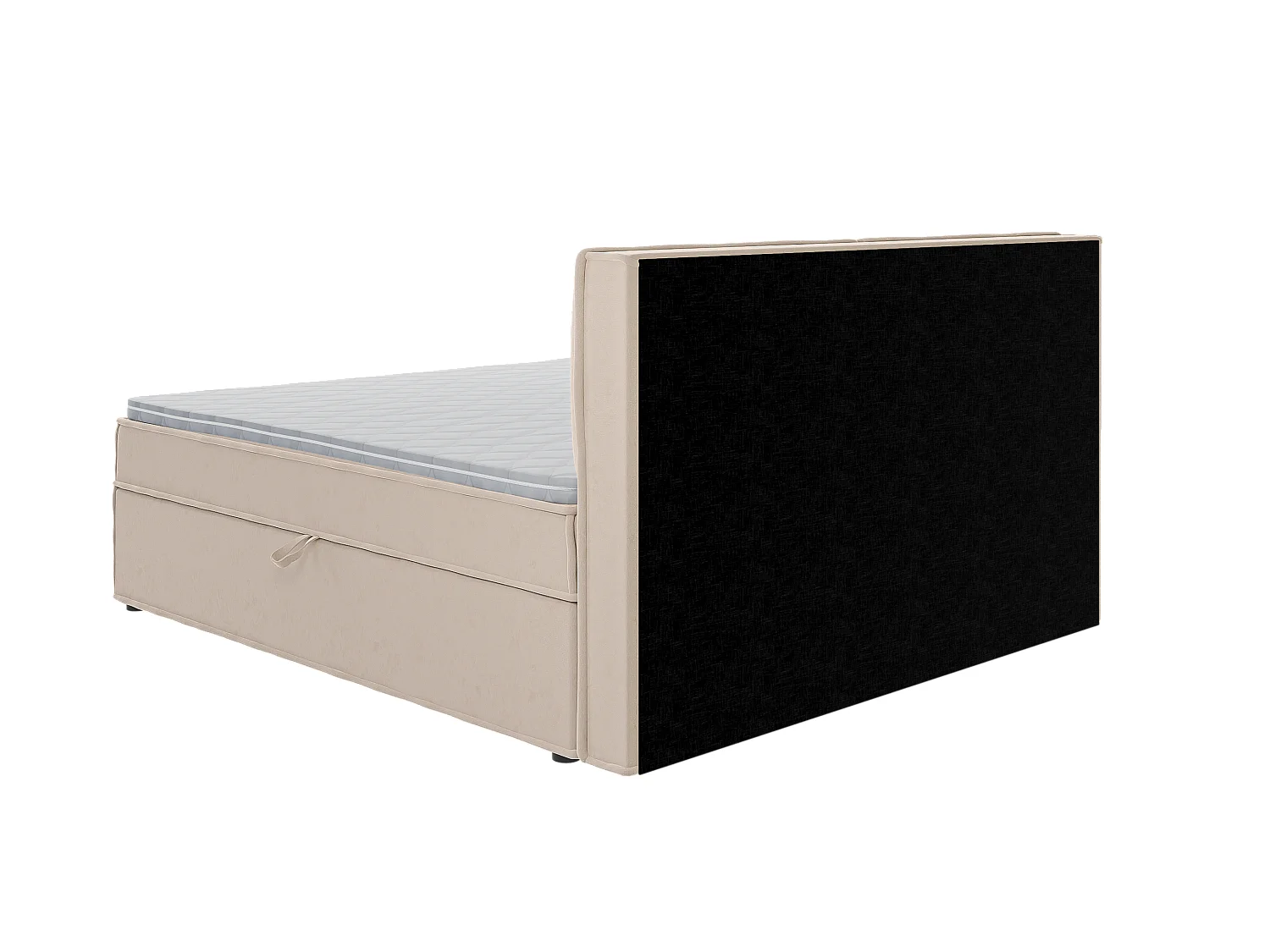 Dexter - Modernes Boxspringbett 180x200 mit Topper und Bettkästen aus Beige Luxusmicrofaser