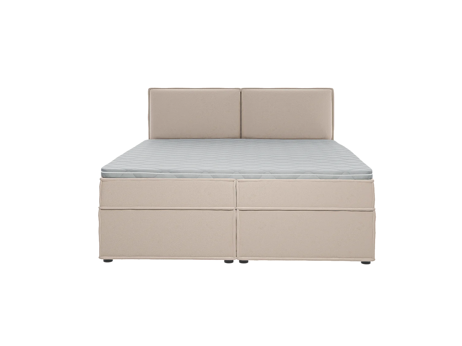 Dexter - Modernes Boxspringbett 180x200 mit Topper und Bettkästen aus Beige Luxusmicrofaser