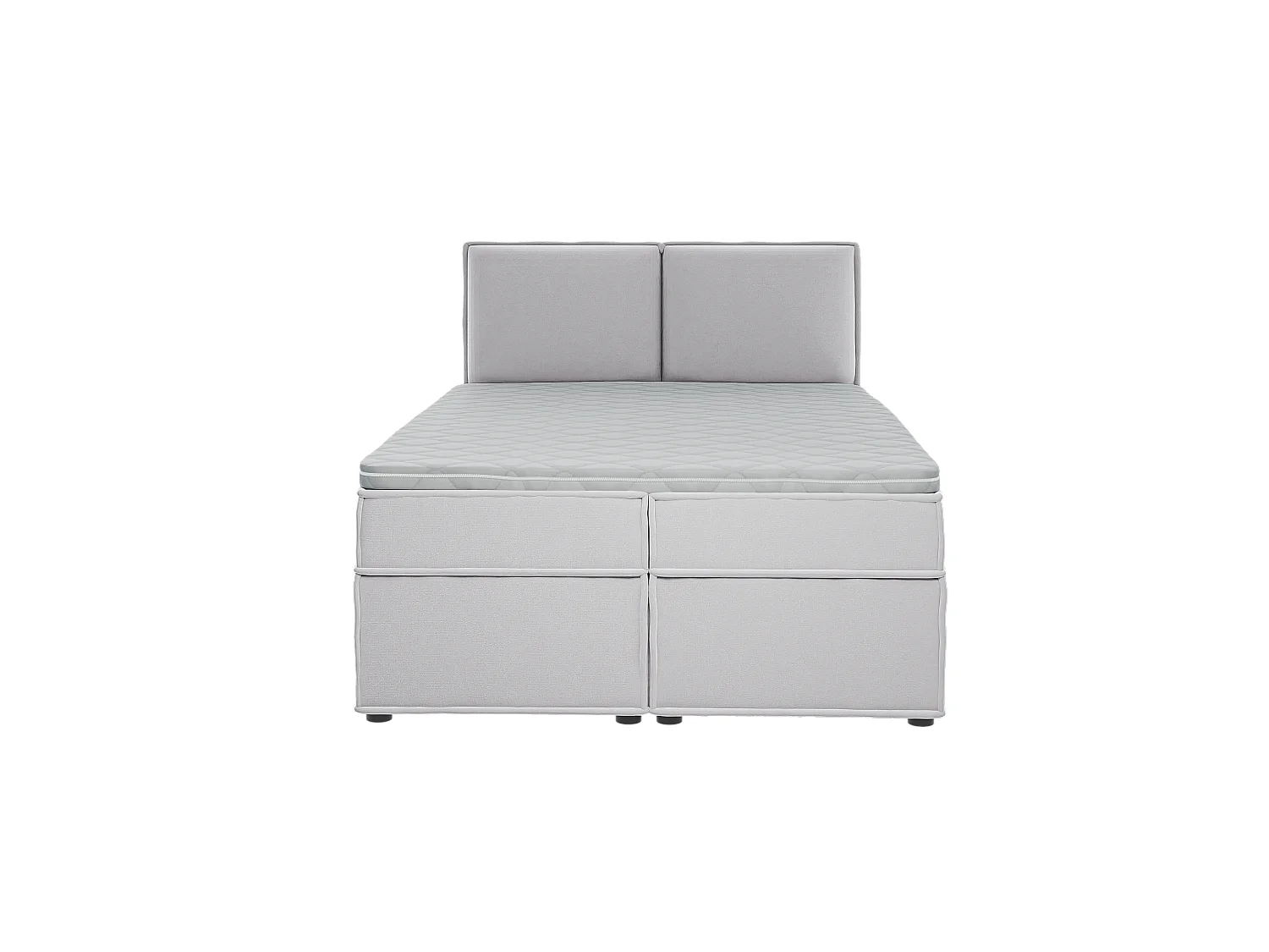 Dexter - Modernes Boxspringbett 140x200 mit Topper und Bettkästen aus Silber Luxusmicrofaser
