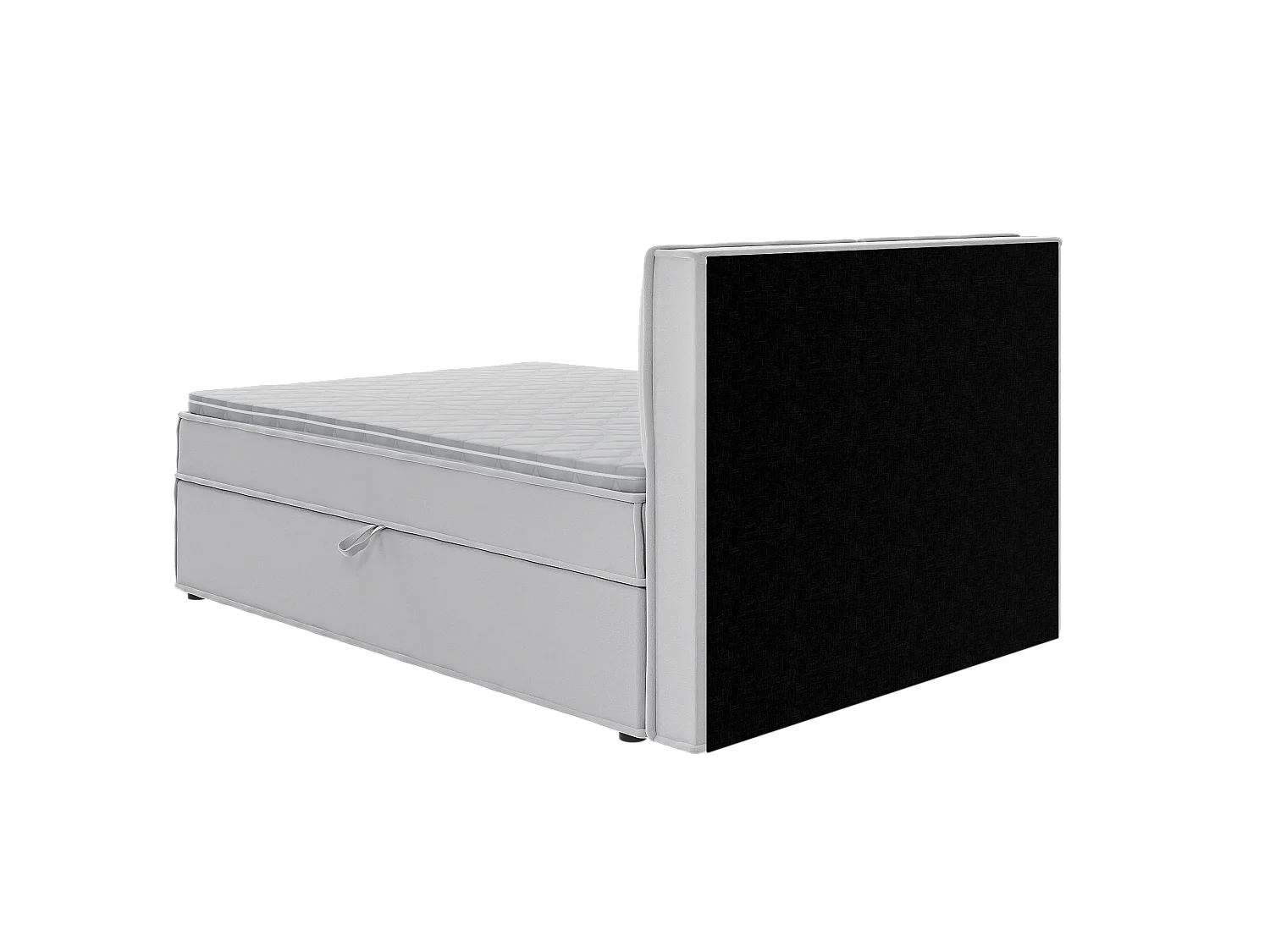 Dexter - Modernes Boxspringbett 140x200 mit Topper und Bettkästen aus Silber Luxusmicrofaser