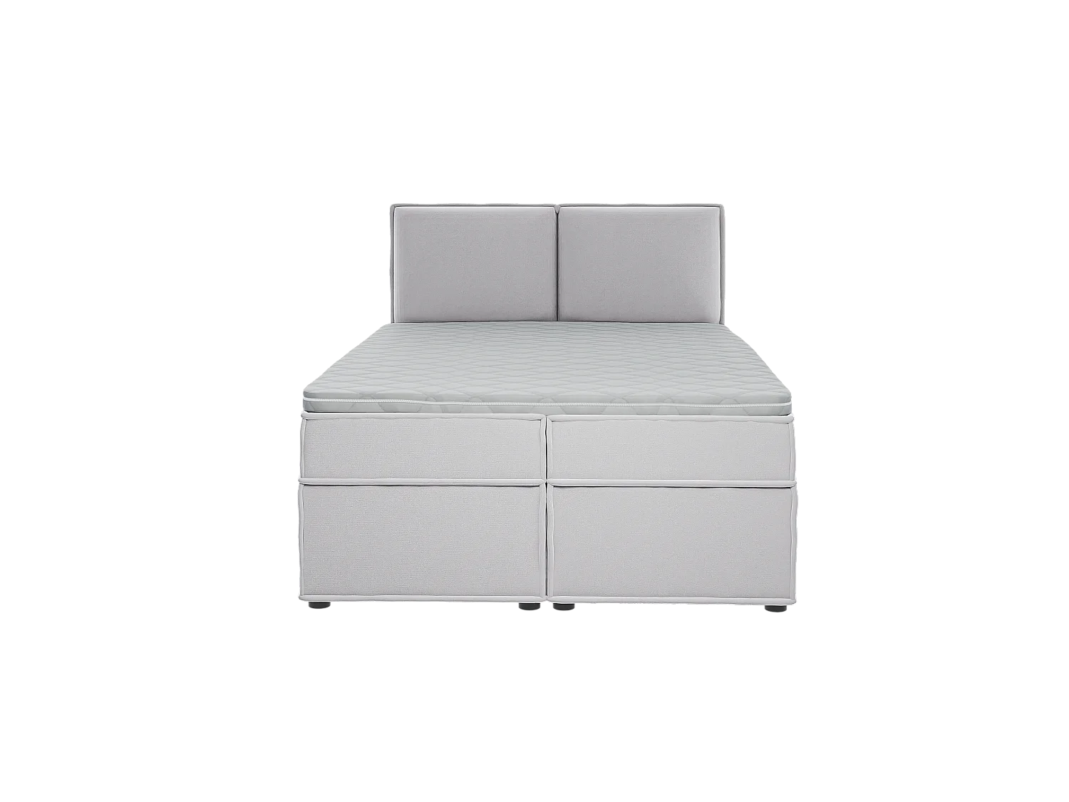 Dexter - Modernes Boxspringbett 140x200 mit Topper und Bettkästen aus Silber Luxusmicrofaser