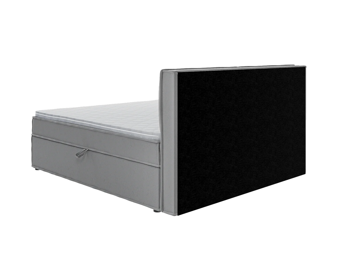 Dexter - Modernes Boxspringbett 180x200 mit Topper und Bettkästen aus Grau Luxusmicrofaser