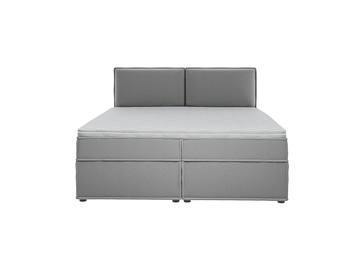Dexter - Modernes Boxspringbett 180x200 mit Topper und Bettkästen aus Grau Luxusmicrofaser