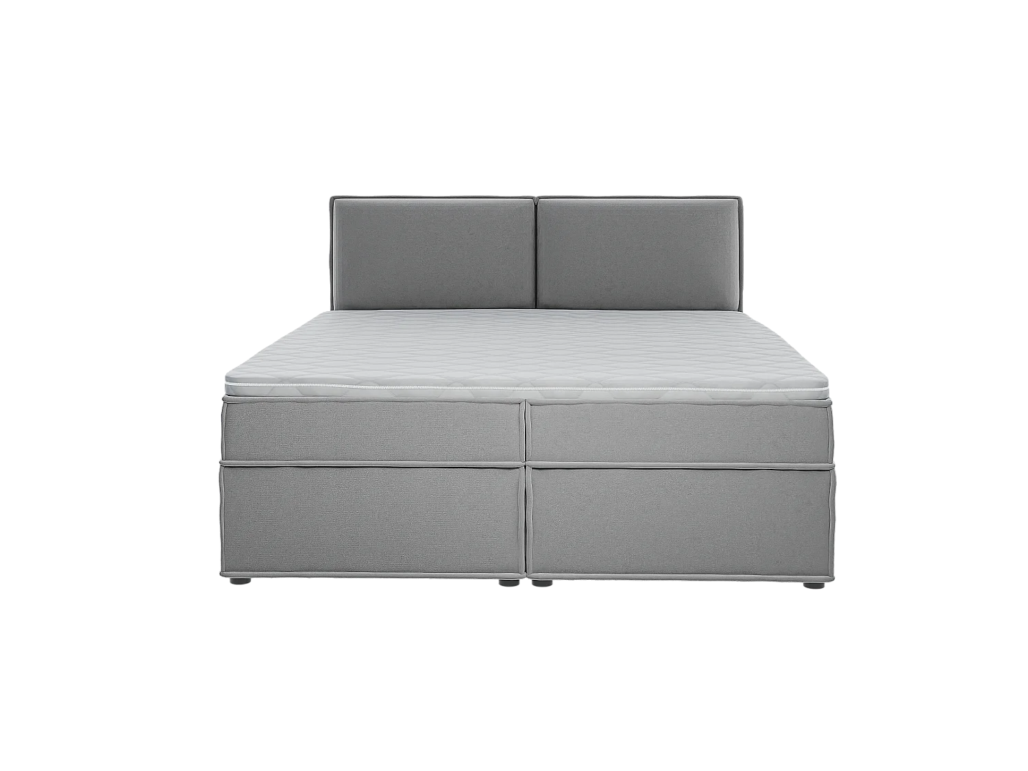 Dexter - Modernes Boxspringbett 180x200 mit Topper und Bettkästen aus Grau Luxusmicrofaser