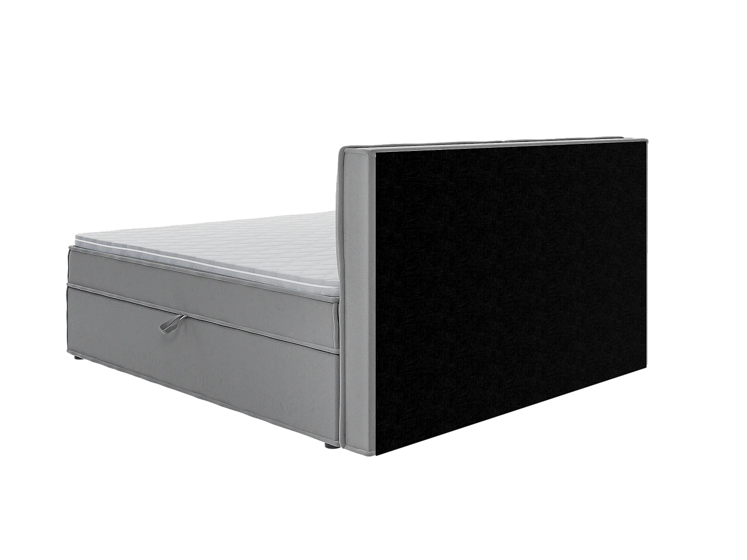 Dexter - Modernes Boxspringbett 180x200 mit Topper und Bettkästen aus Grau Luxusmicrofaser