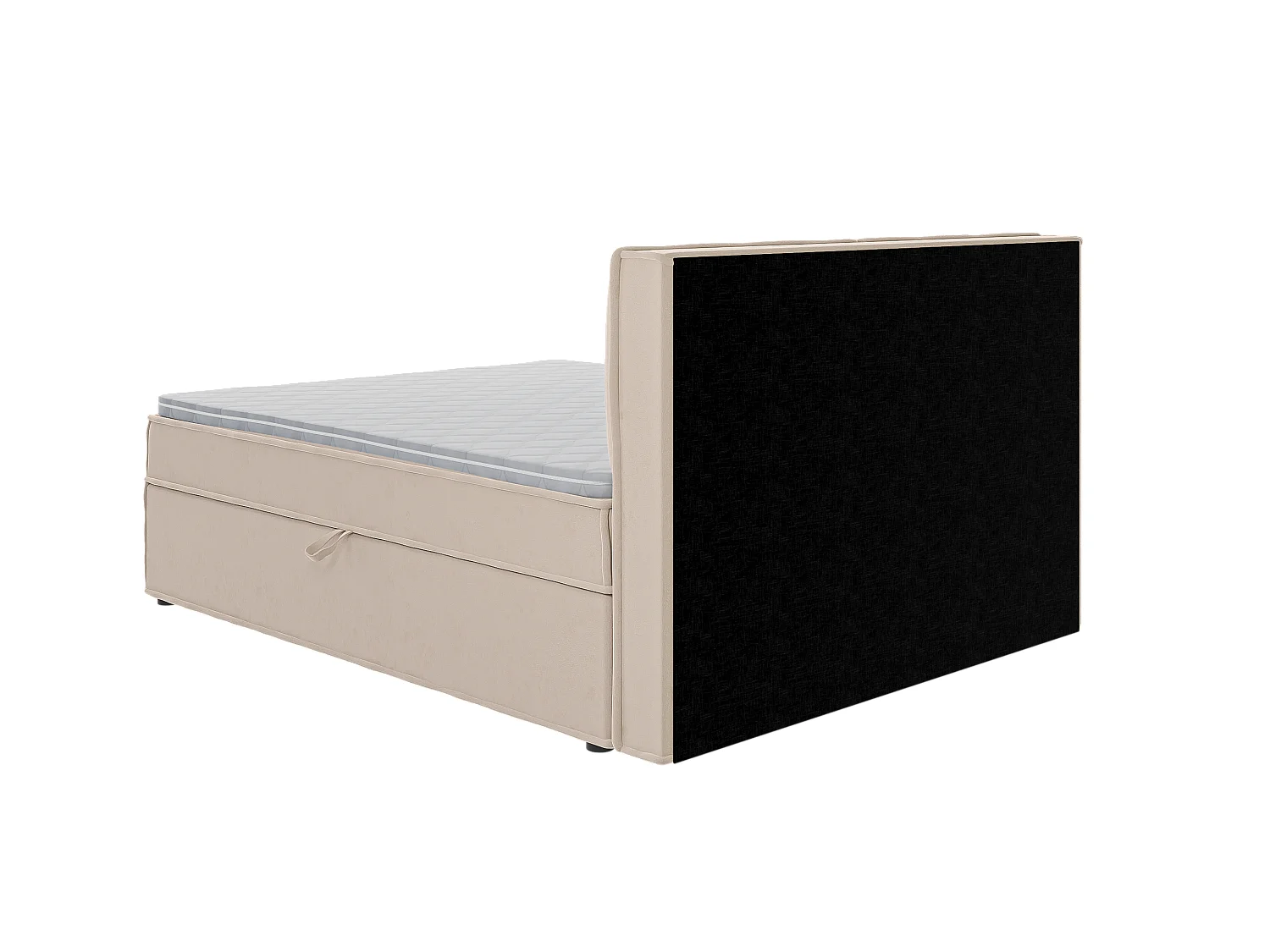 Dexter - Modernes Boxspringbett 160x200 mit Topper und Bettkästen aus Beige Luxusmicrofaser