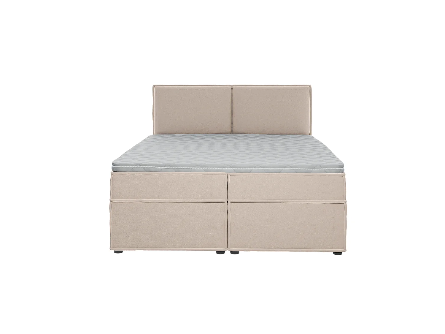Dexter - Modernes Boxspringbett 160x200 mit Topper und Bettkästen aus Beige Luxusmicrofaser