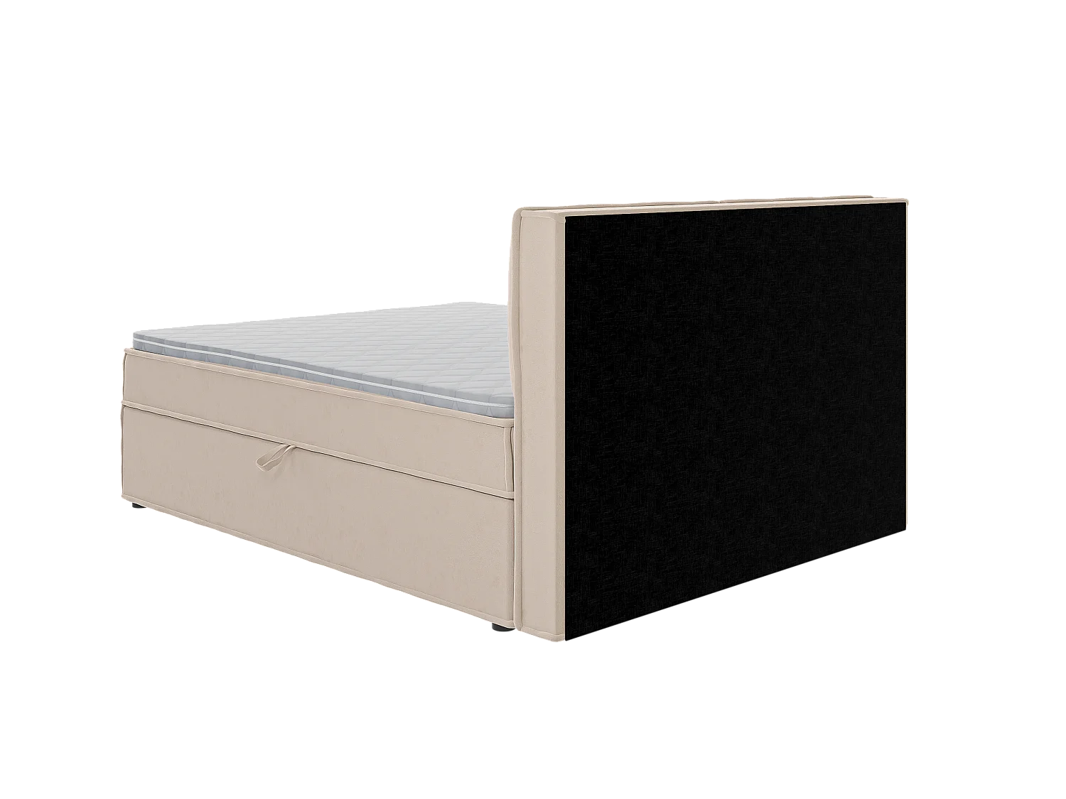 Dexter - Modernes Boxspringbett 160x200 mit Topper und Bettkästen aus Beige Luxusmicrofaser